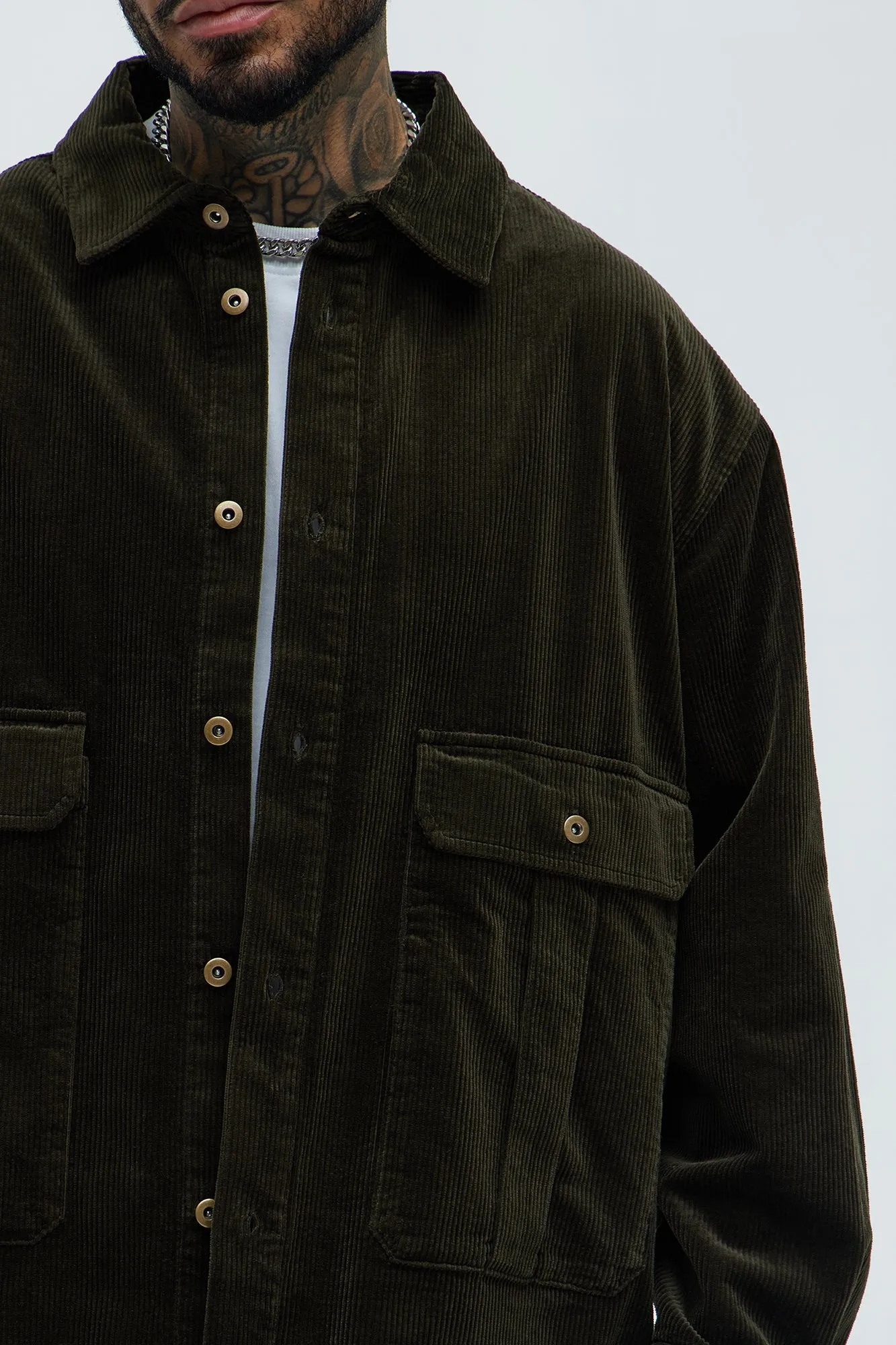 Anderson Corduroy Button Up Shirt - Green