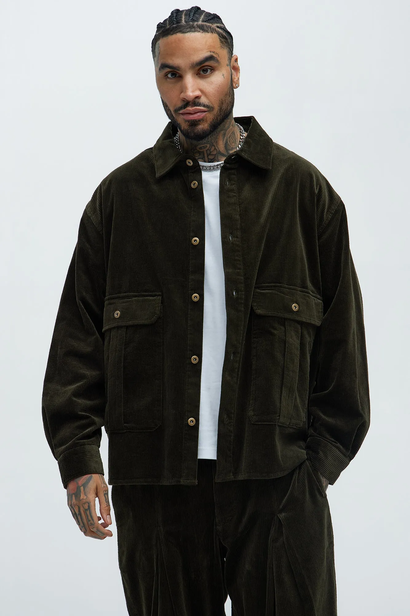 Anderson Corduroy Button Up Shirt - Green
