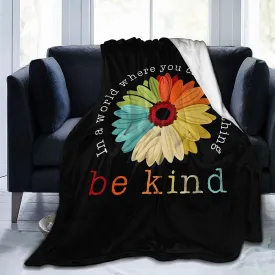 Be Kind Bed Blanket Soft Flannel Fleece Blanket For Lgbt, Bekind Flower Blankets For Gay Friend, Lesbian Blanket, Black Pride Blanket
