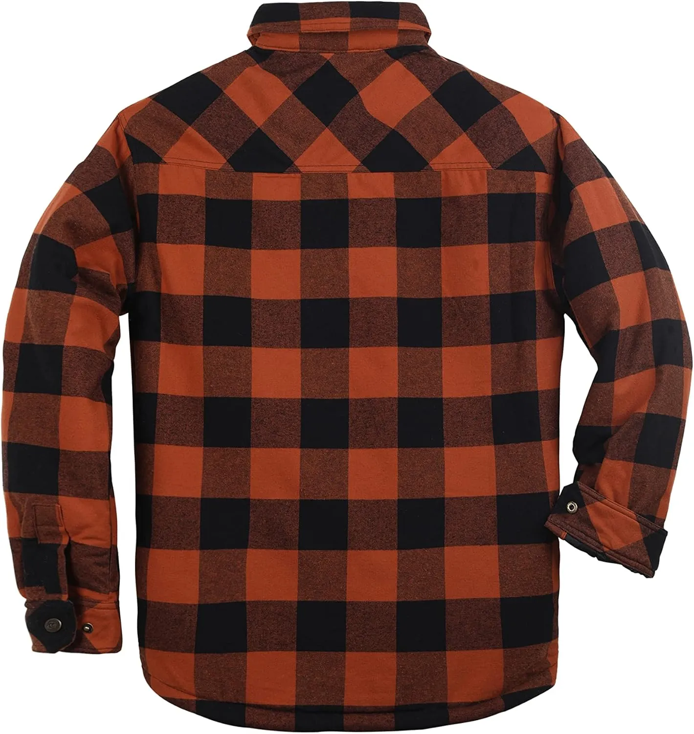 COEVALS CLUB Men's Flannel Jacket Sherpa Lined Quilted Cotton Snap Button Up Long Sleeve Shirts Hooded Coat