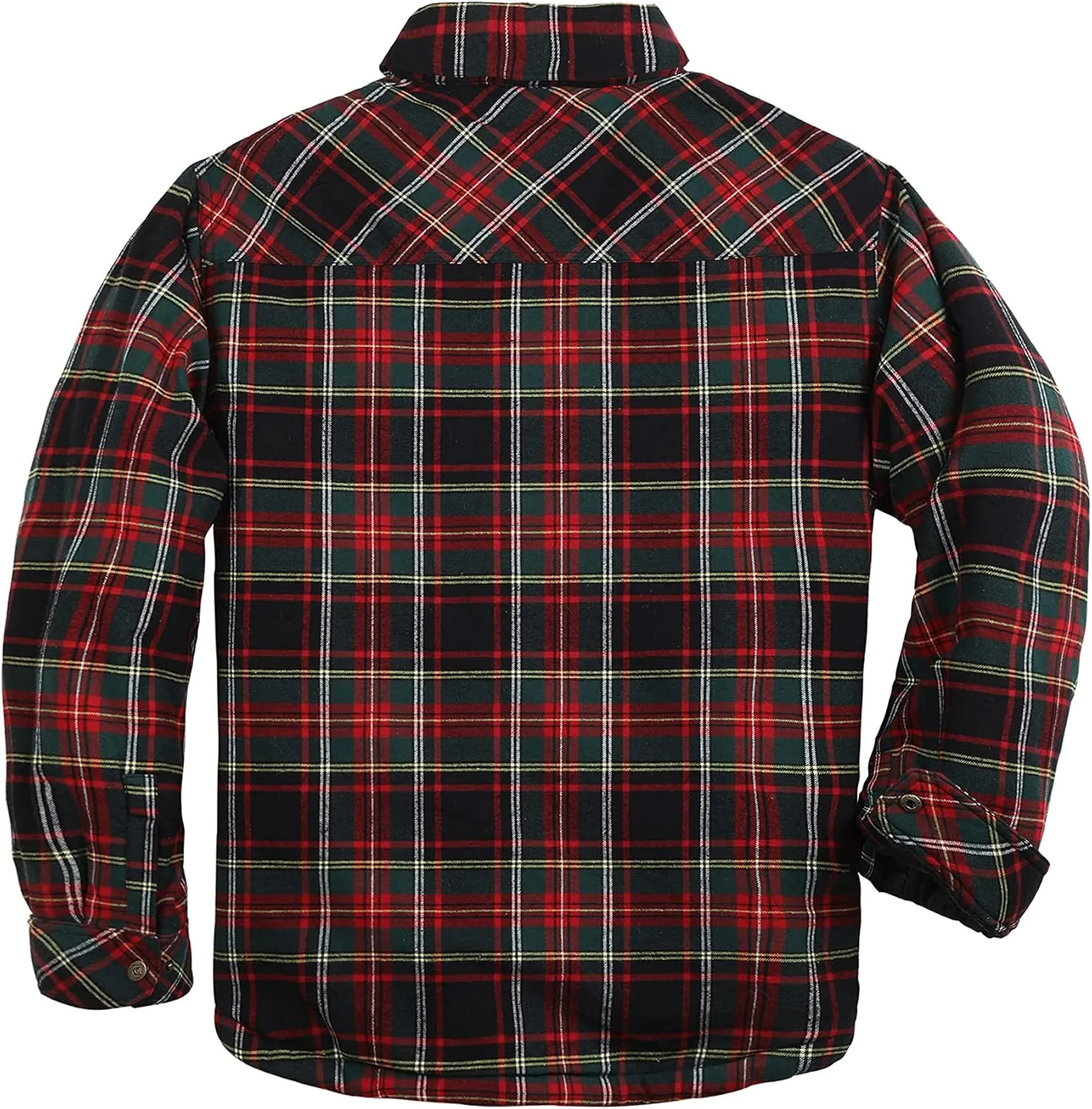 COEVALS CLUB Men's Flannel Jacket Sherpa Lined Quilted Cotton Snap Button Up Long Sleeve Shirts Hooded Coat
