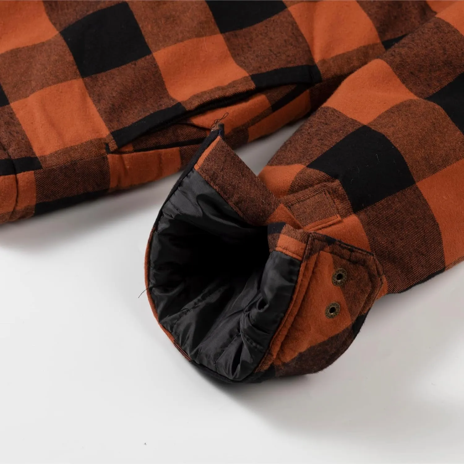 COEVALS CLUB Men's Flannel Jacket Sherpa Lined Quilted Cotton Snap Button Up Long Sleeve Shirts Hooded Coat