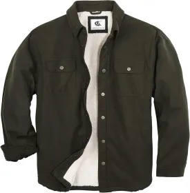 COEVALS CLUB Men's Flannel Jacket Sherpa Lined Quilted Cotton Snap Button Up Long Sleeve Shirts Hooded Coat