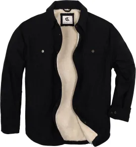 COEVALS CLUB Men's Flannel Shacket Casual Button Snap Sherpa Quilted Lined Premium Jacket Shirts