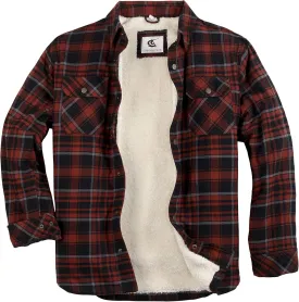 COEVALS CLUB Men's Flannel Shacket Casual Button Snap Sherpa Quilted Lined Premium Jacket Shirts
