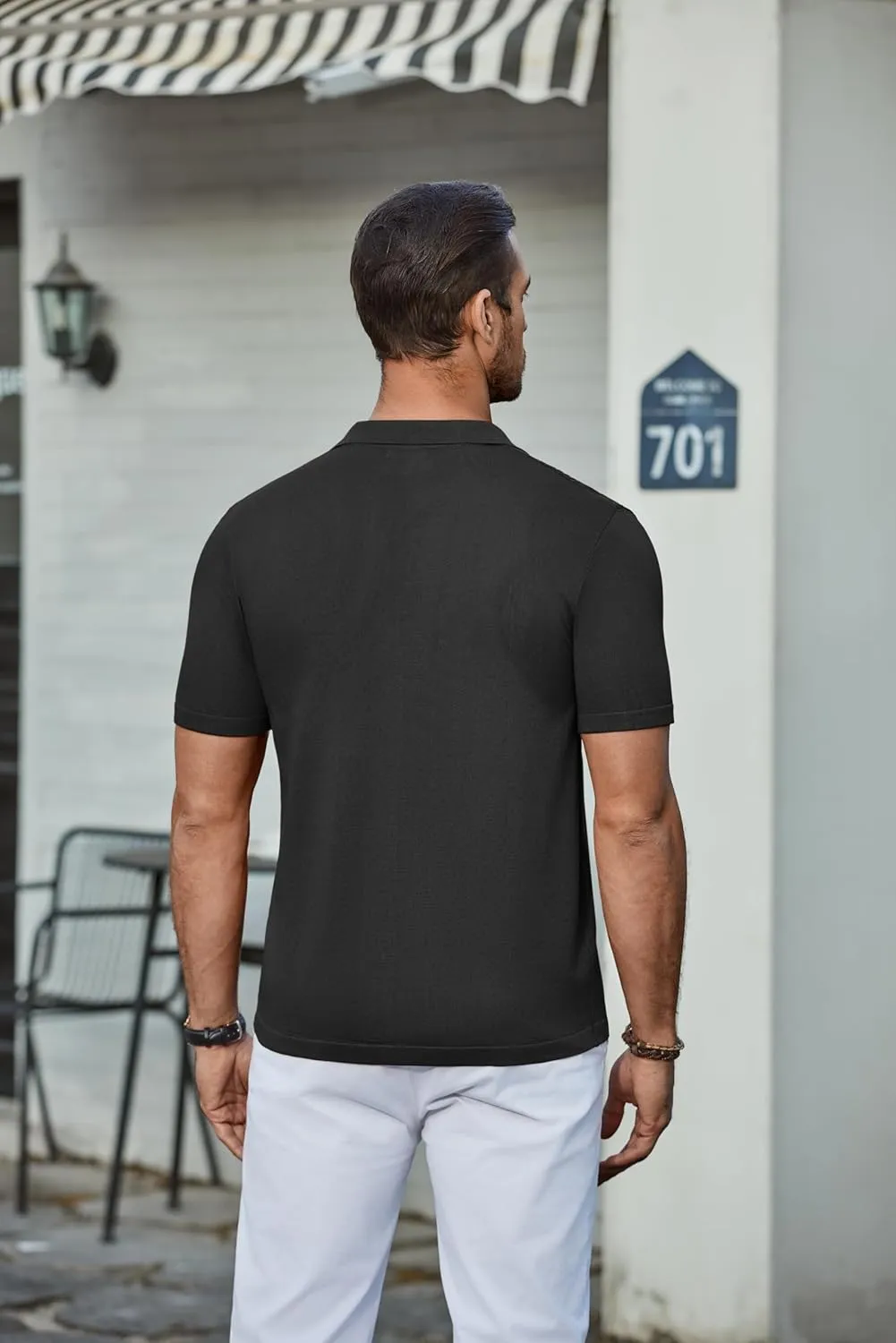 COOFANDY Men's Knit Shirt Short Sleeve Button Down Vintage Polo Shirts Casual Summer Beach Shirts