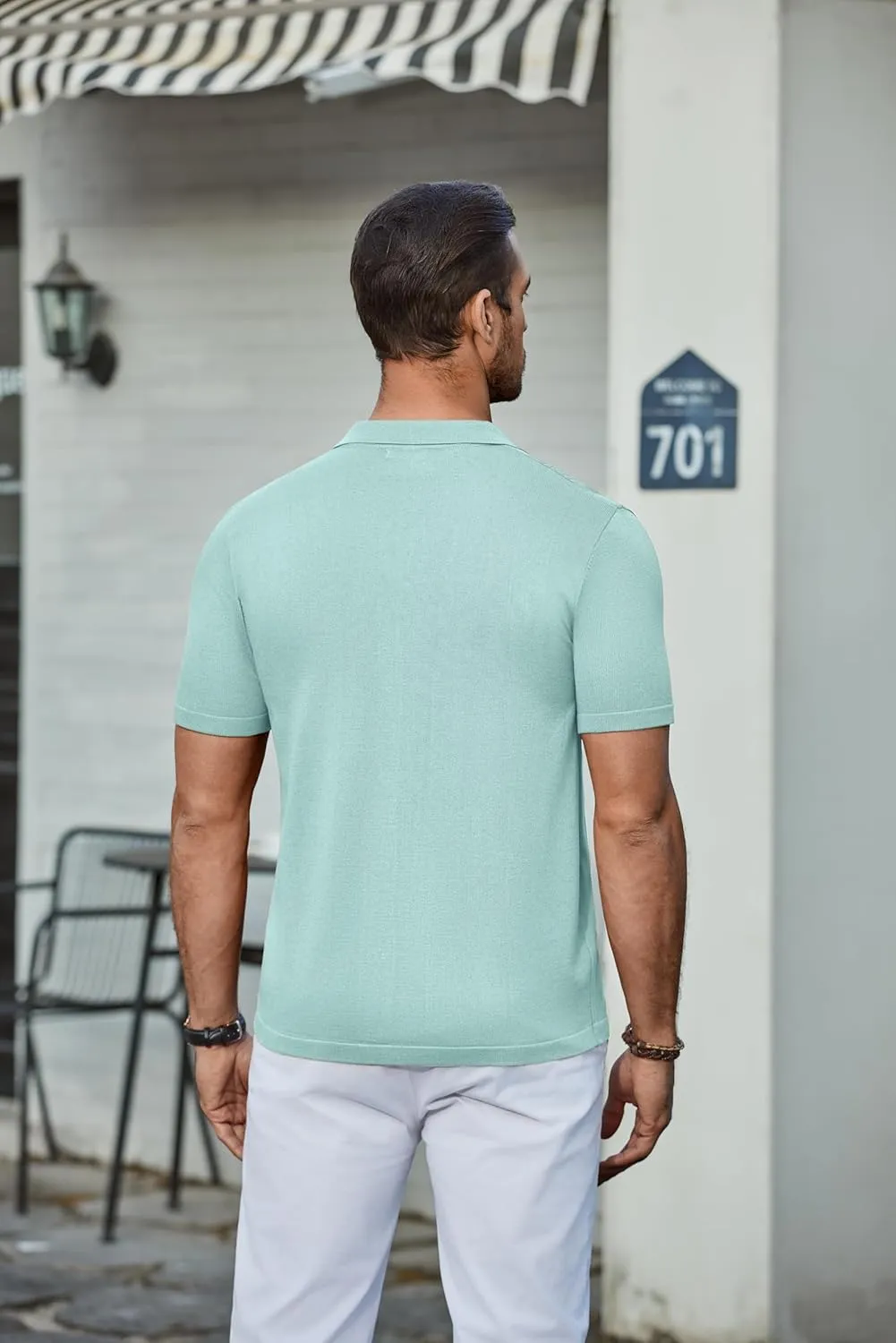 COOFANDY Men's Knit Shirt Short Sleeve Button Down Vintage Polo Shirts Casual Summer Beach Shirts
