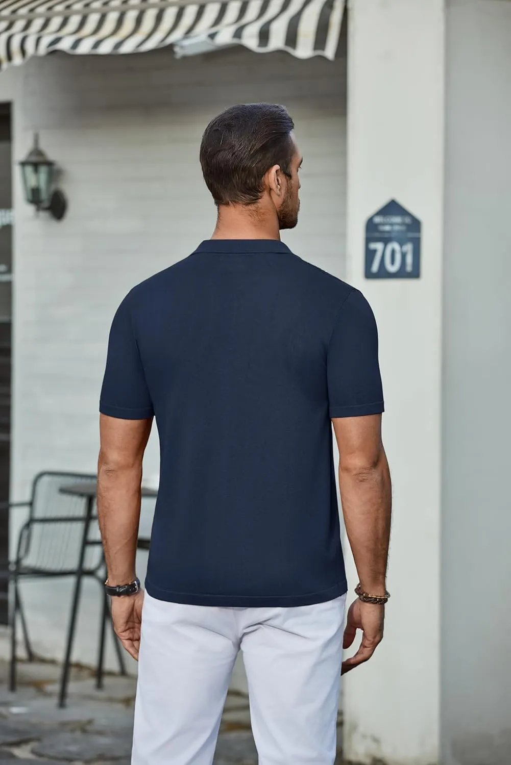 COOFANDY Men's Knit Shirt Short Sleeve Button Down Vintage Polo Shirts Casual Summer Beach Shirts