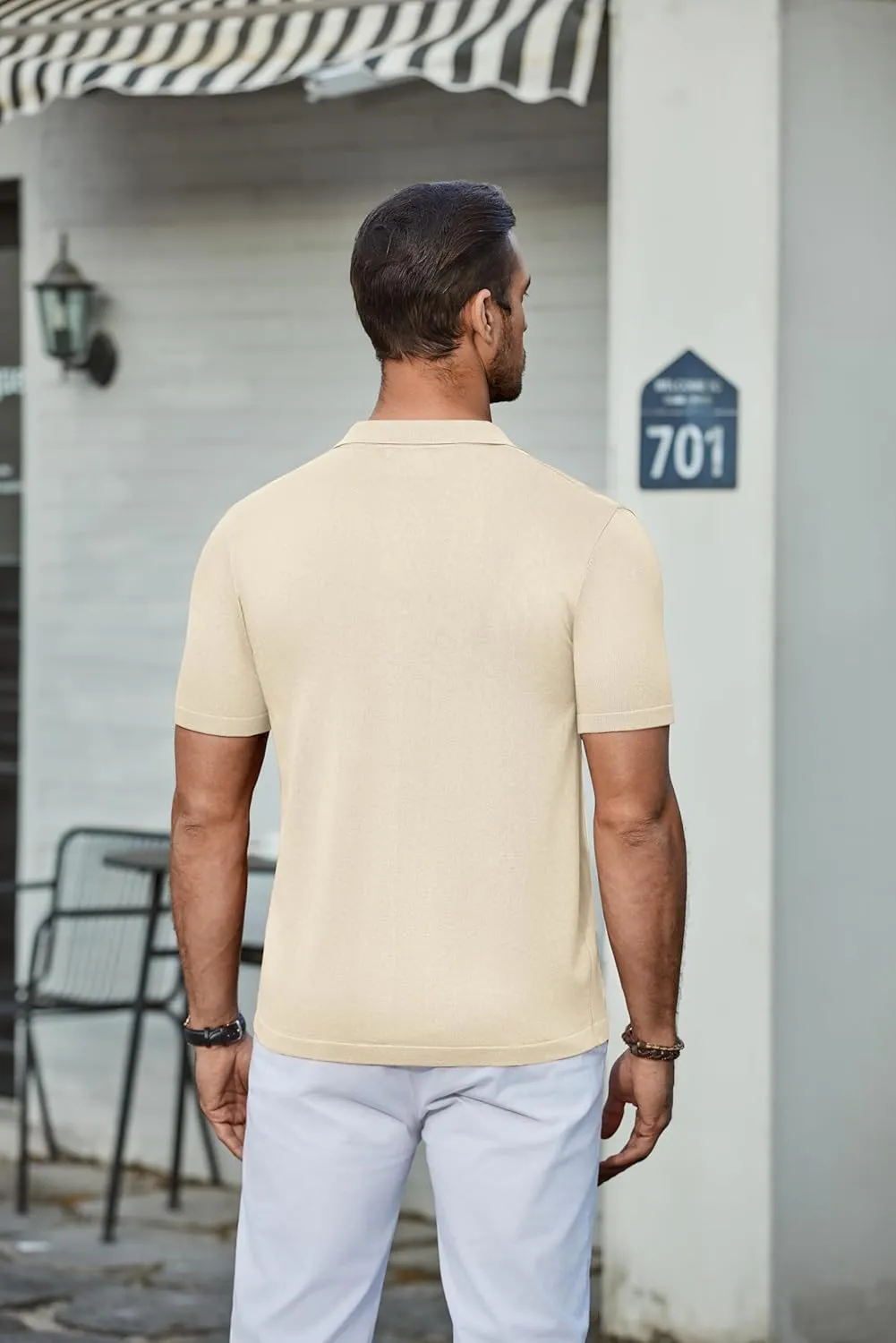 COOFANDY Men's Knit Shirt Short Sleeve Button Down Vintage Polo Shirts Casual Summer Beach Shirts