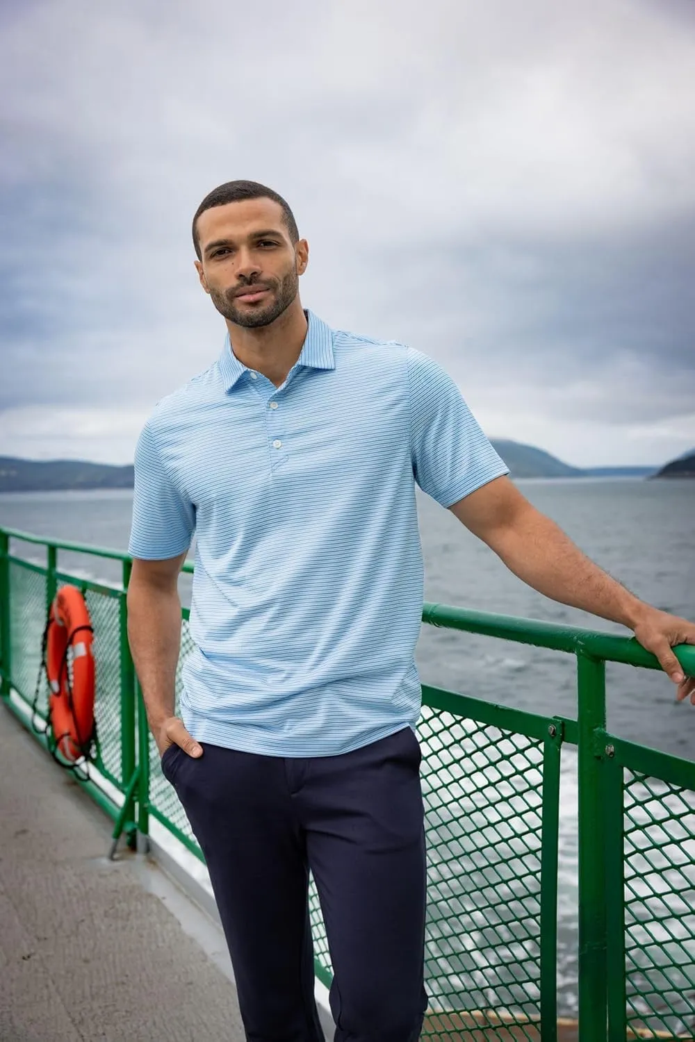 Cutter & Buck Forge Eco Double Stripe Stretch Recycled Mens Polo