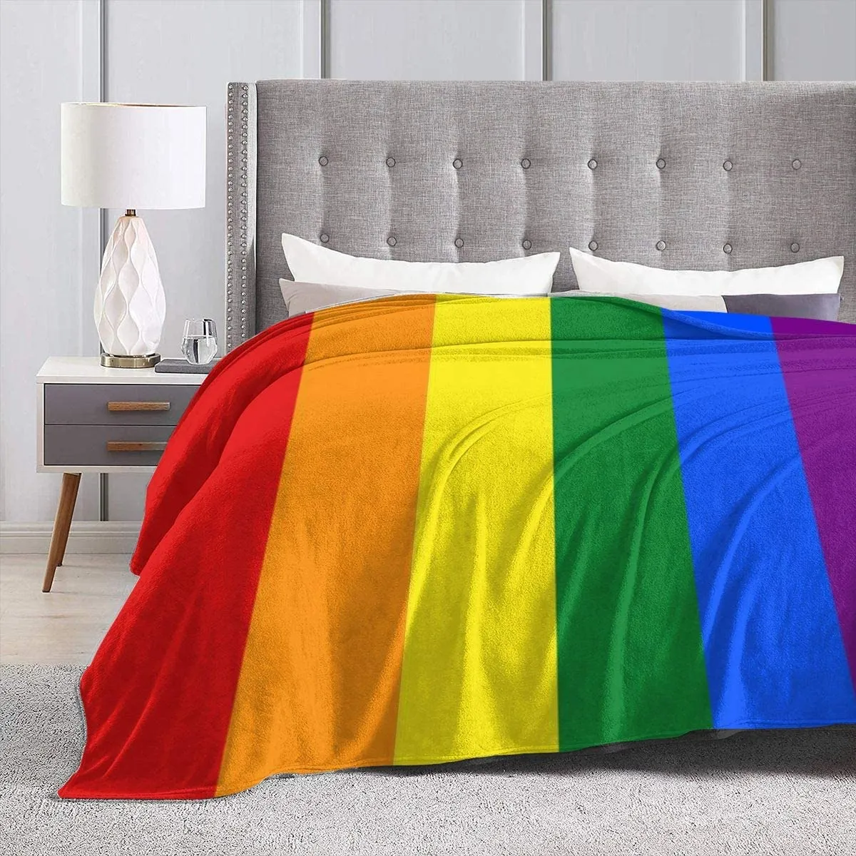 Flannel Blanket Lgbt Rainbow Flag Lightweight Cozy Bed Blanket Soft Throw Blanket Fits Couch Sofa For Pride Month