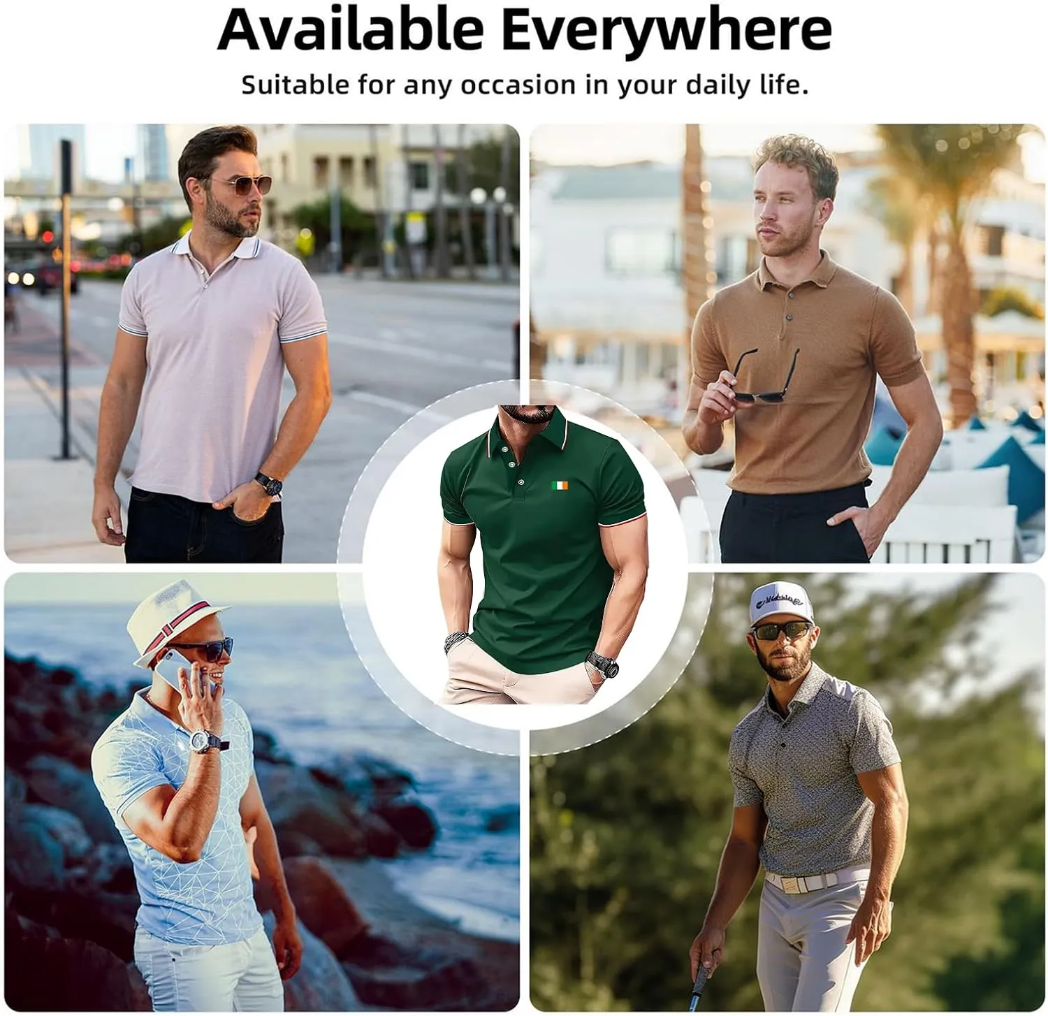 Golf Shirts for Men,Mens Polo Shirt Short Sleeve Moisture Wicking Polo Shirts for Men