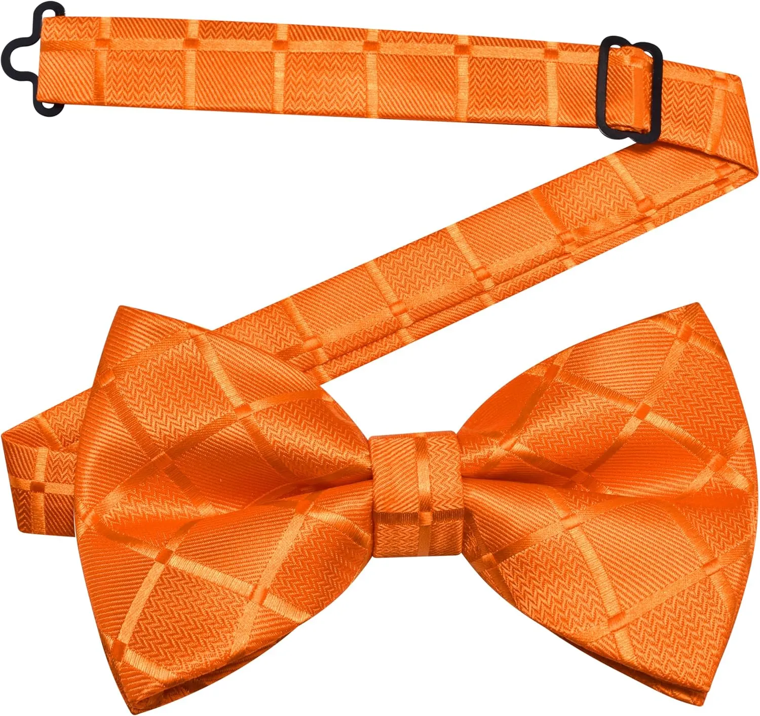 GUSLESON Mens Plaid Checkered Bow Tie Handkerchief Jacquard Woven Adjustable Pre-Tied Bowties Pocket Square Cufflinks Set