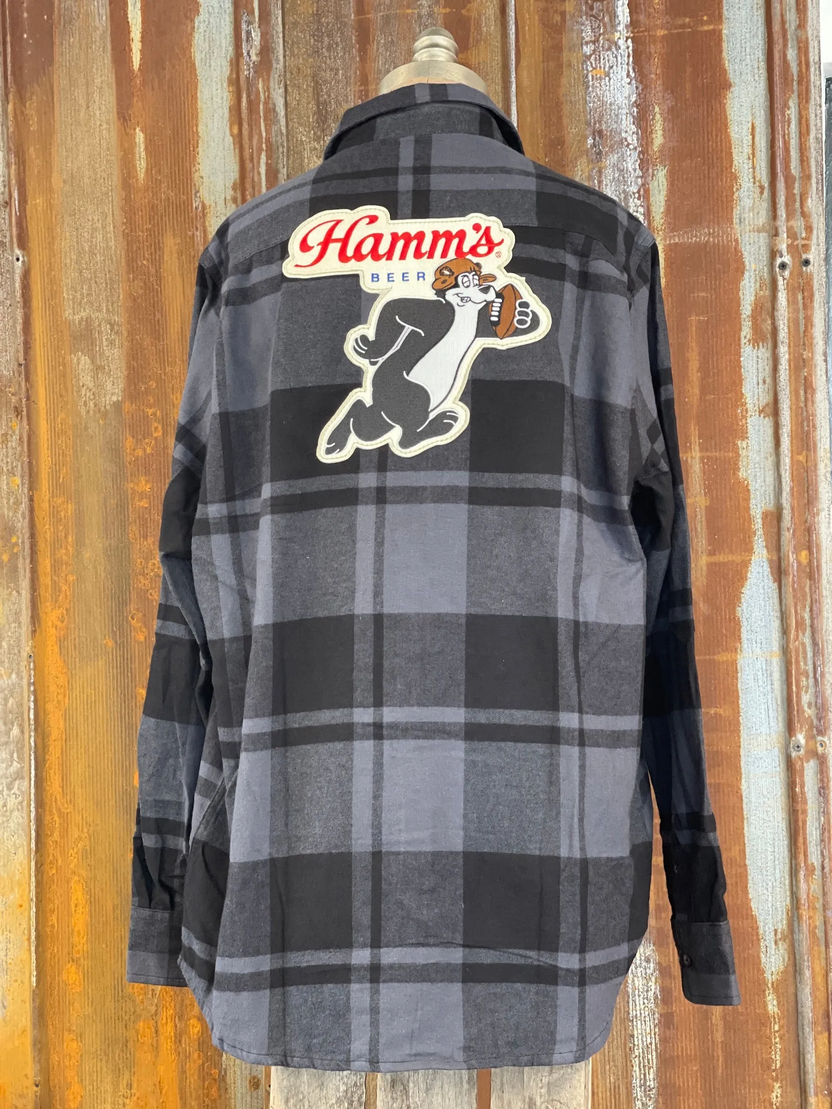 Hamm's Football Bear Flannel- Classic Black/ Grey