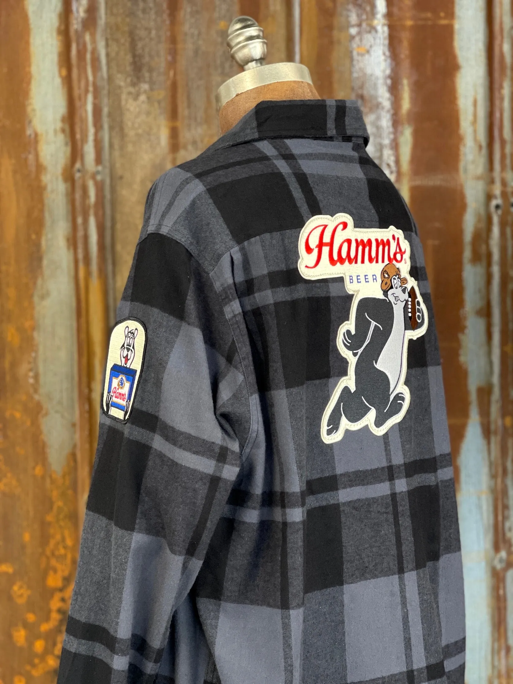 Hamm's Football Bear Flannel- Classic Black/ Grey