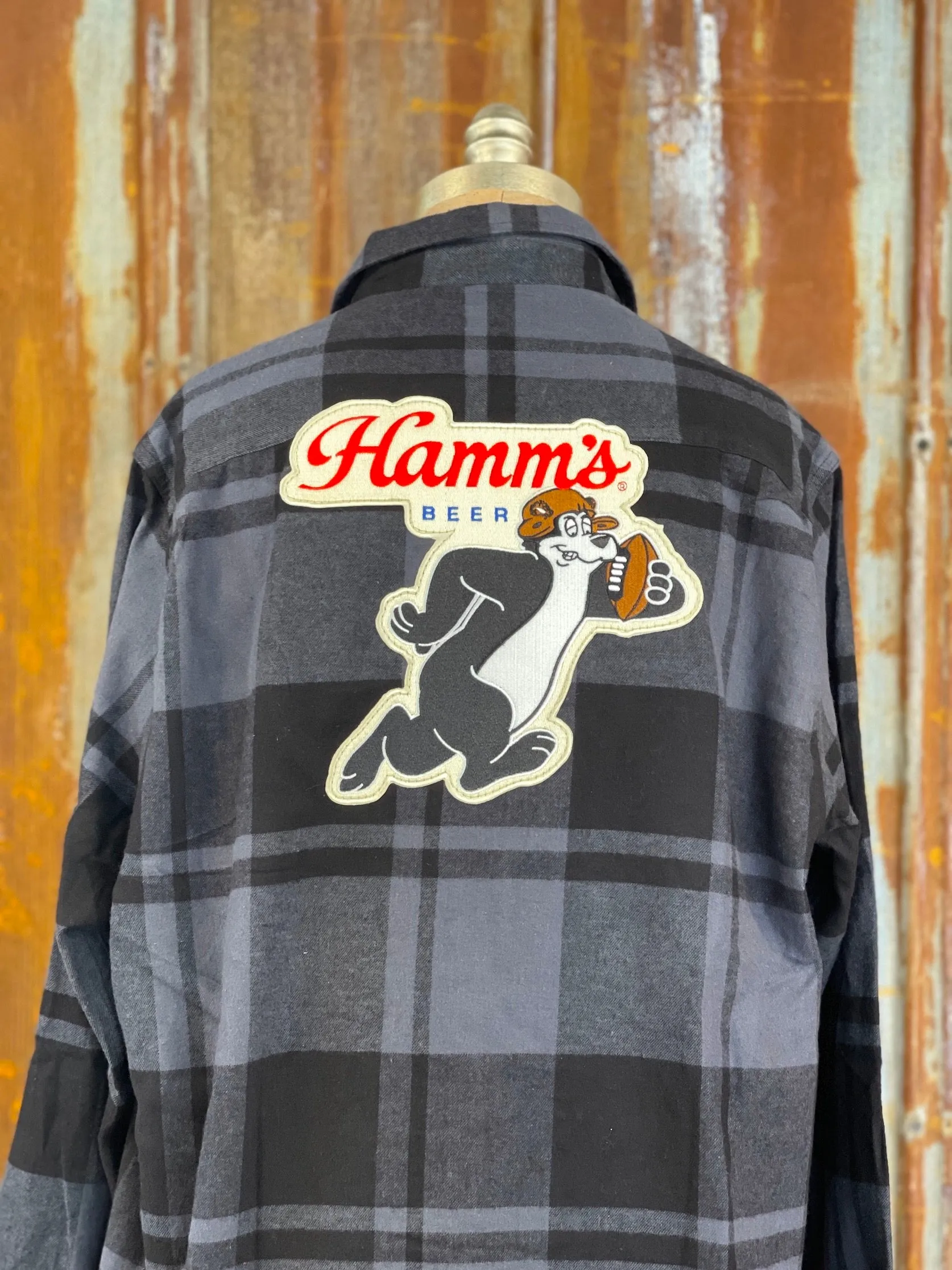 Hamm's Football Bear Flannel- Classic Black/ Grey