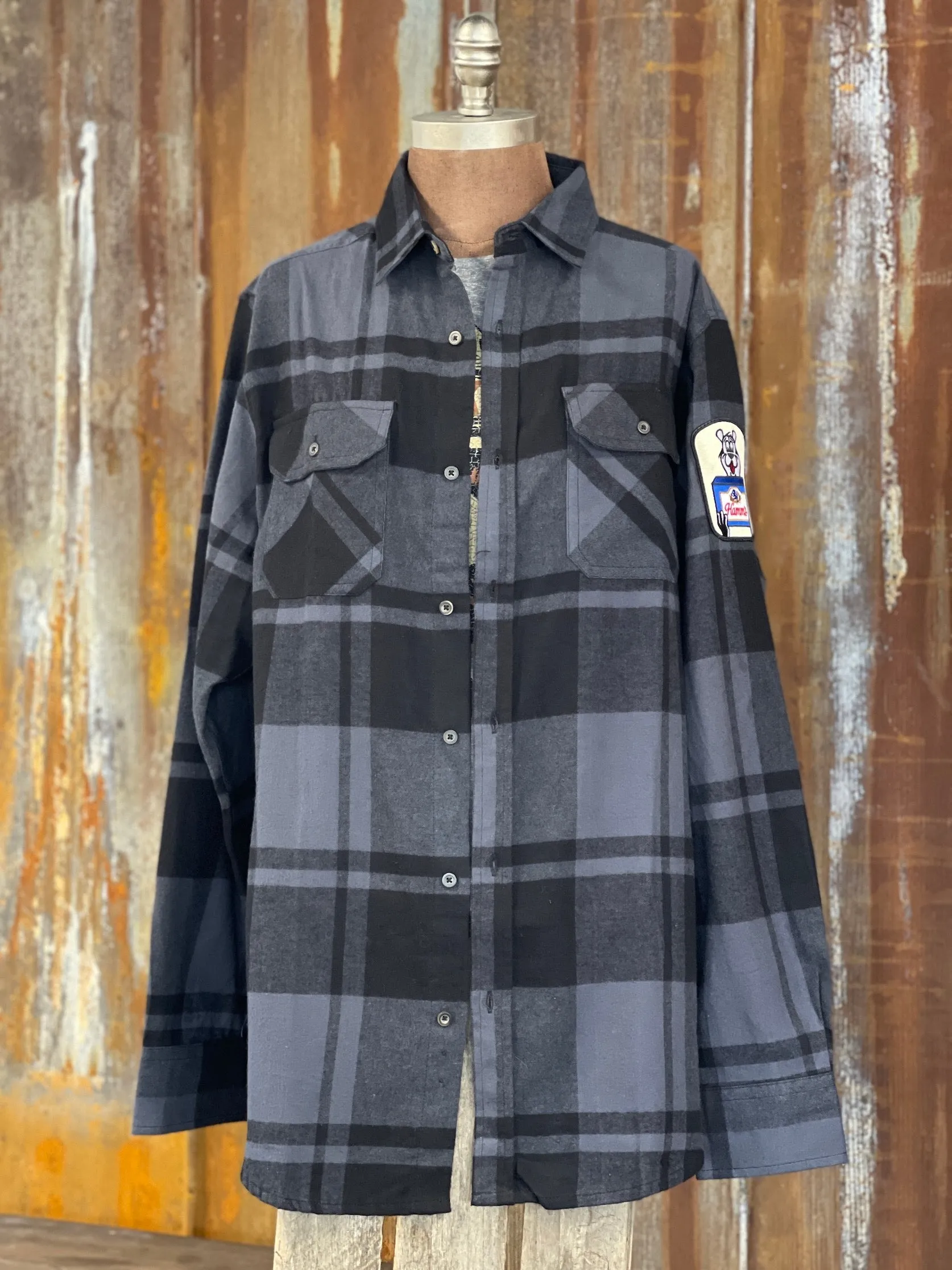 Hamm's Football Bear Flannel- Classic Black/ Grey