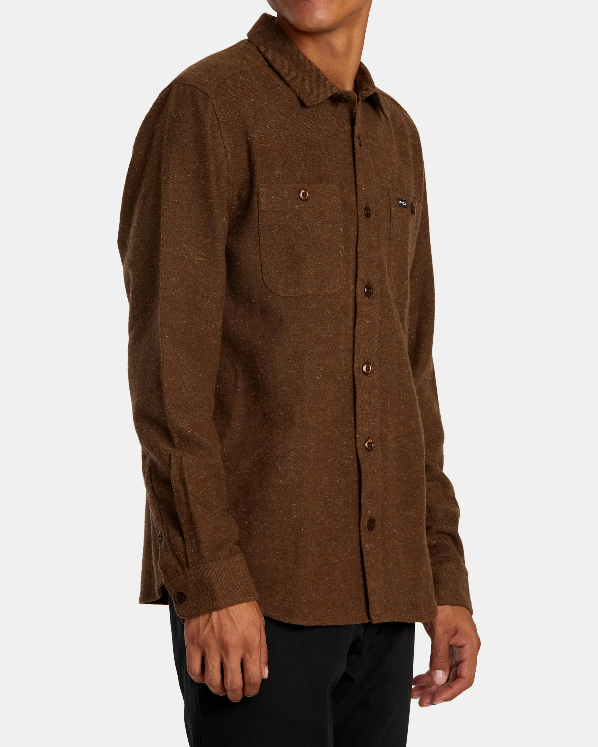 Harvest Neps Long Sleeve Flannel Shirt - Bombay Brown
