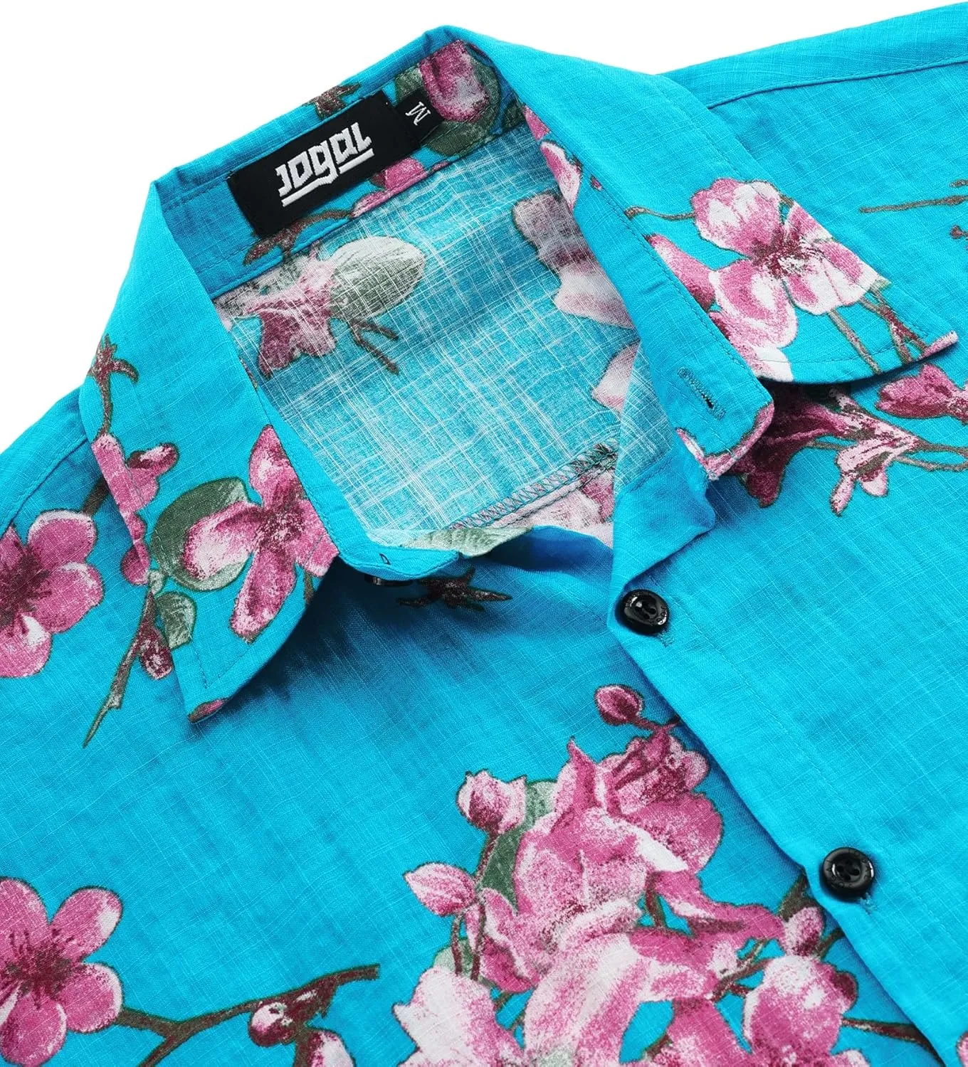 JOGAL Men's Flower Casual Button Down Short Sleeve Hawaiian Shirt