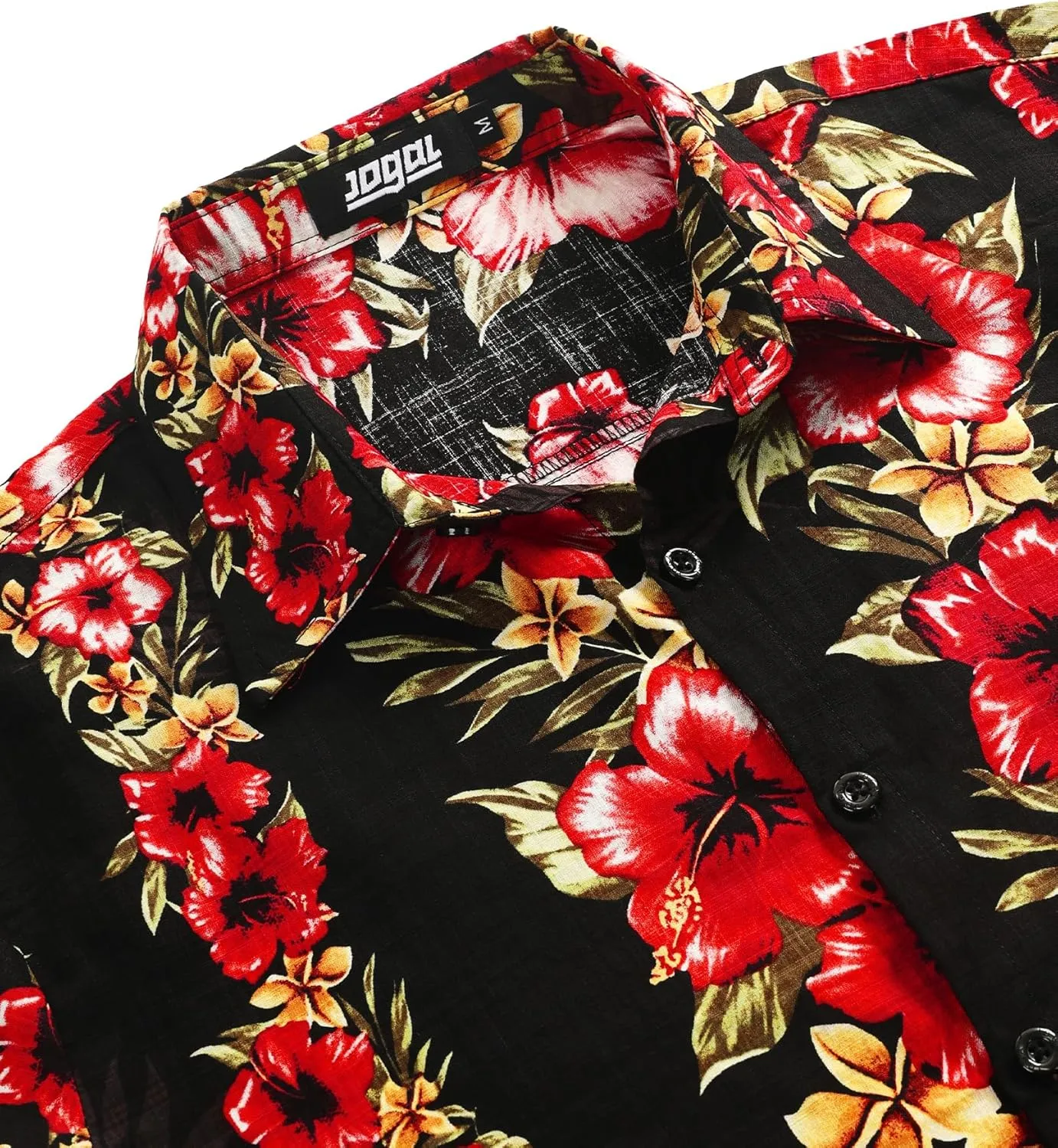 JOGAL Men's Flower Casual Button Down Short Sleeve Hawaiian Shirt