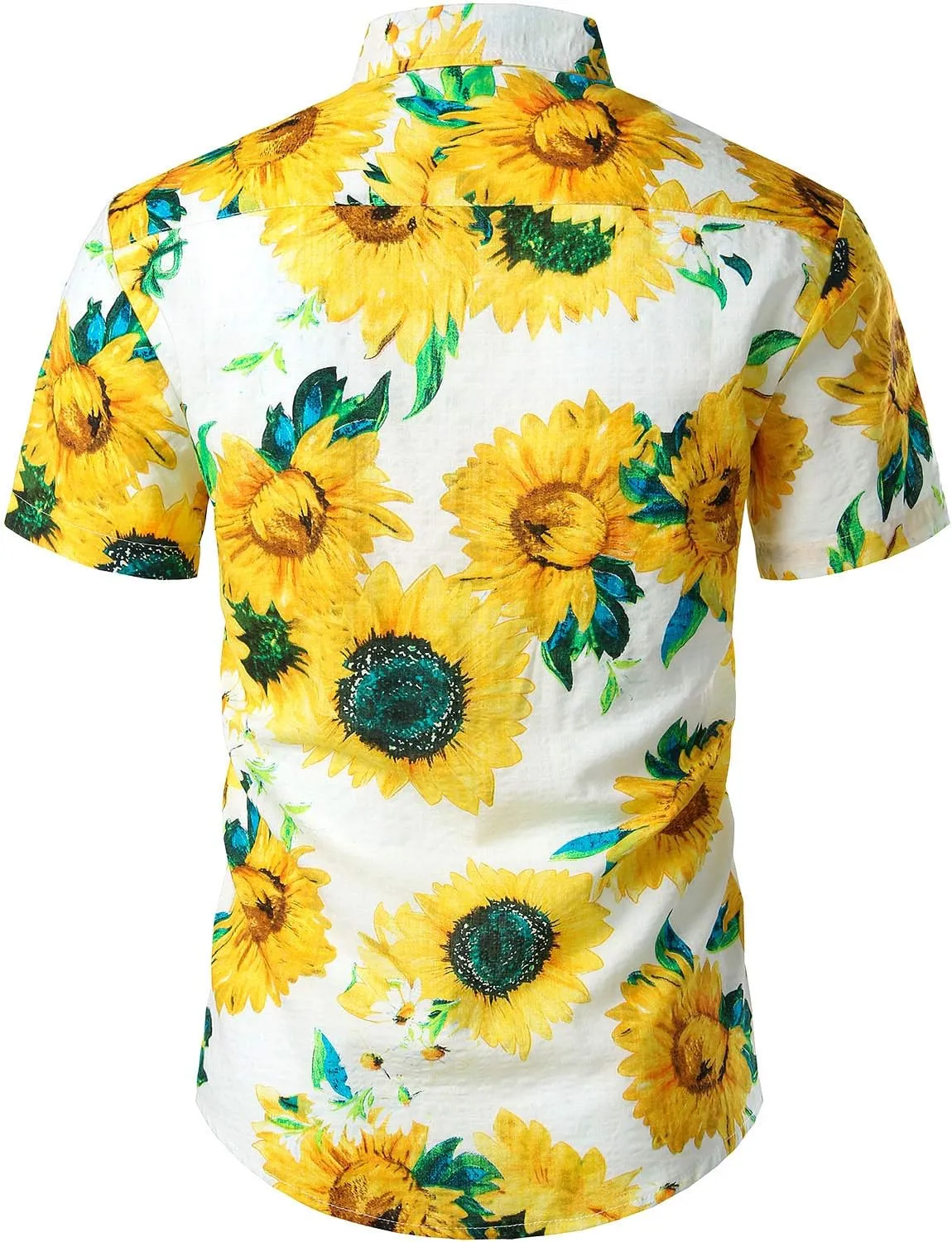 JOGAL Men's Flower Casual Button Down Short Sleeve Hawaiian Shirt