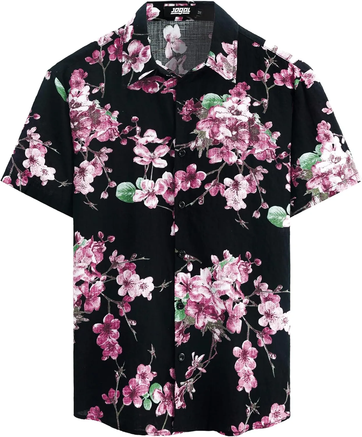 JOGAL Men's Flower Casual Button Down Short Sleeve Hawaiian Shirt