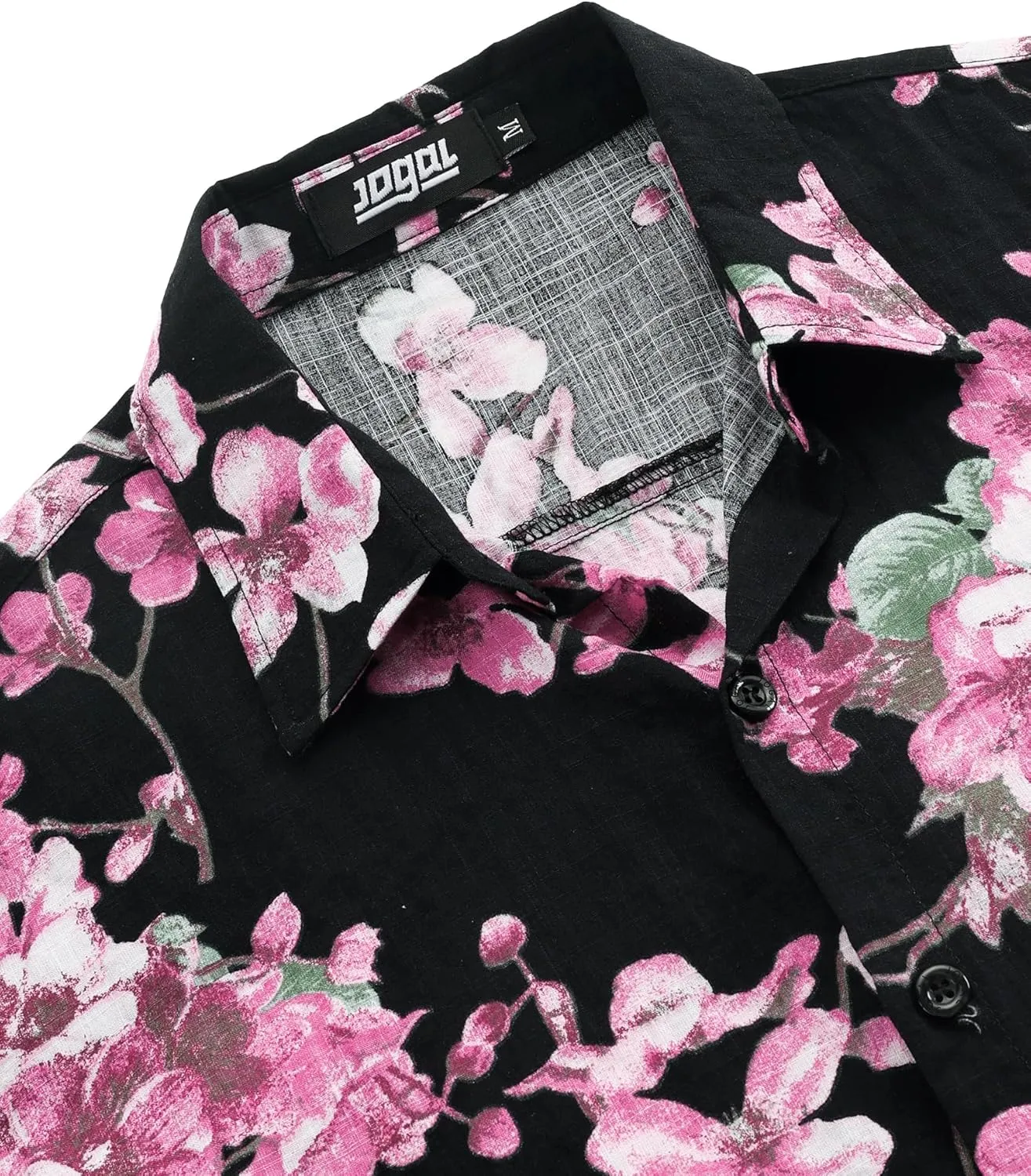 JOGAL Men's Flower Casual Button Down Short Sleeve Hawaiian Shirt
