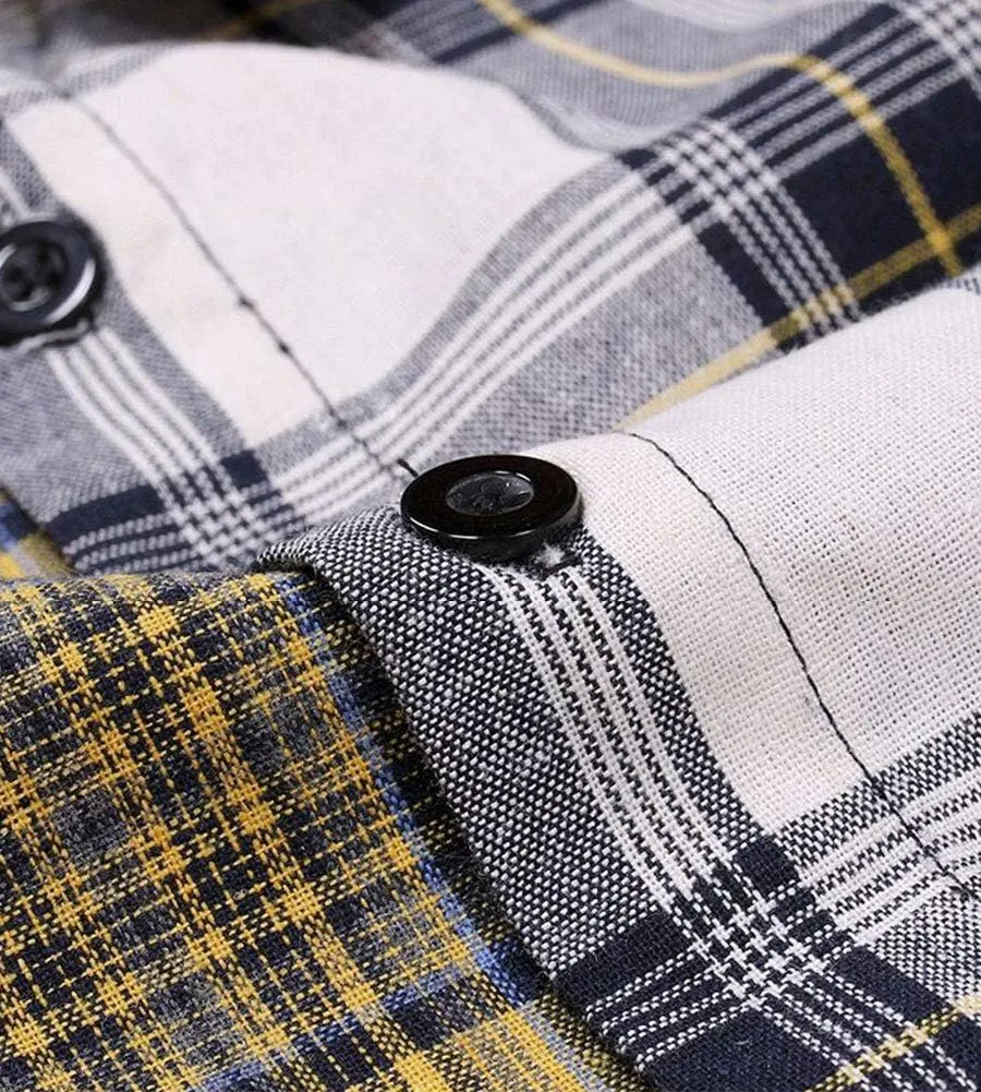 LifeHe Men's Women Plaid Flannel Shirts Colour Block Long Sleeve Button Up Shirt Jackets Oversized