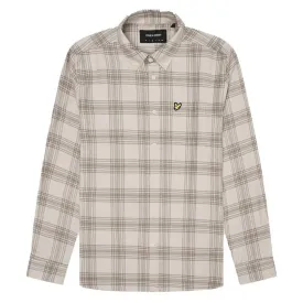 Lyle and Scott Mens Check Flannel Shirt Light Mist/ Heritage Taupe