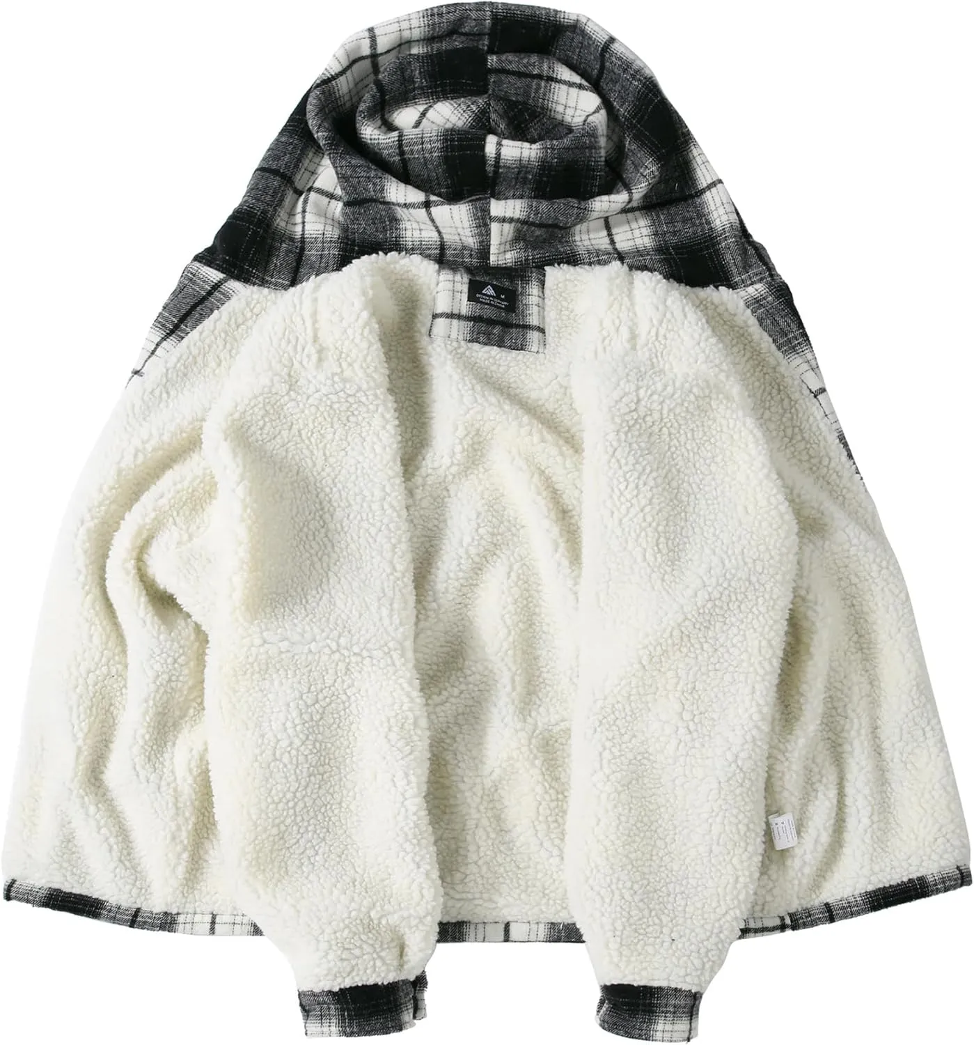 Mens Flannel Hoodie Jacket Fleece Lined Flannel Shirt Plaid Zip Up Sherpa Hooded Sweatshirt Warm Winter Coat