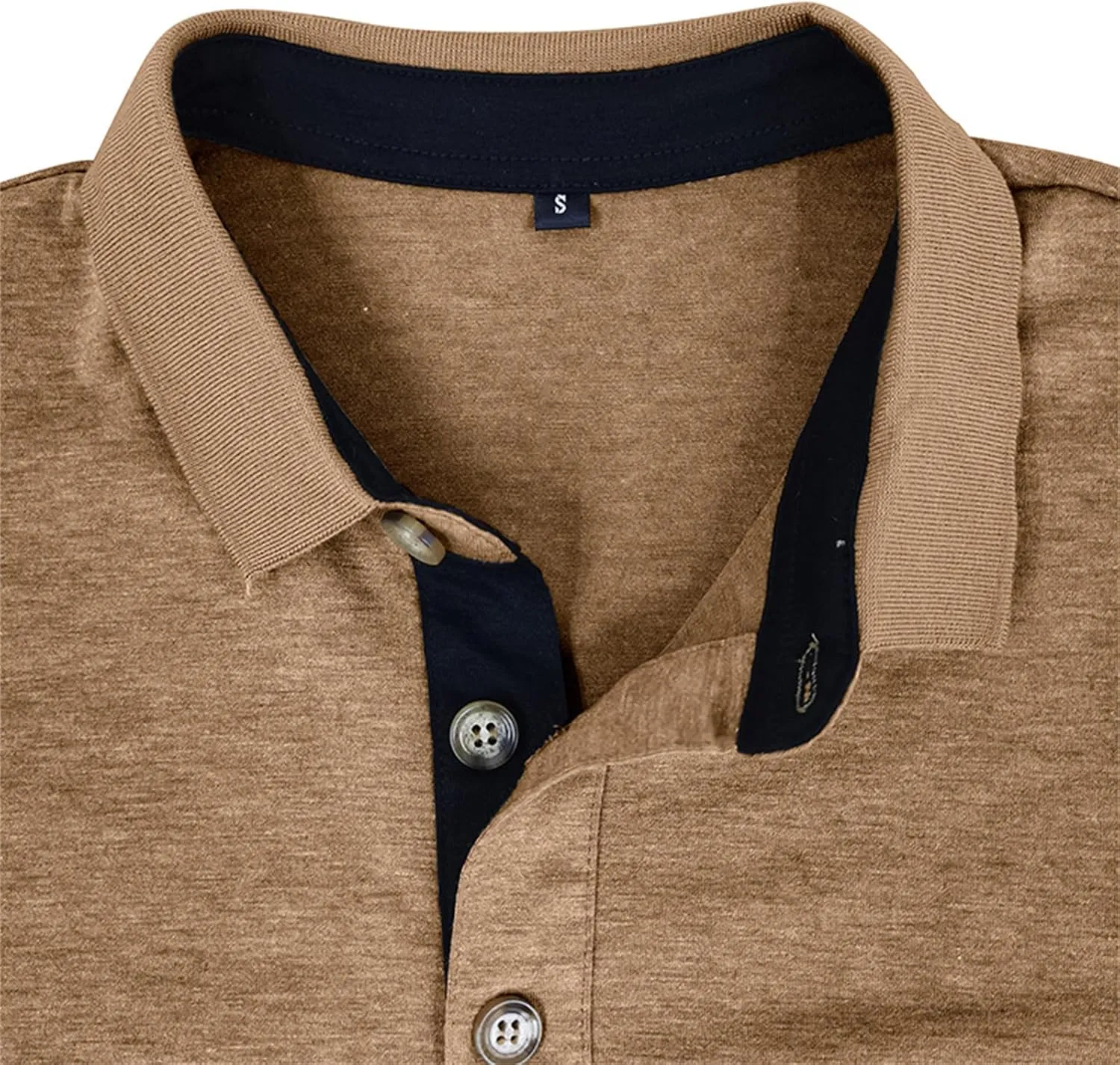 PICKLION Mens Long Sleeve Polo Shirts Casual Moisture Wicking Golf Polo Shirts with Pocket