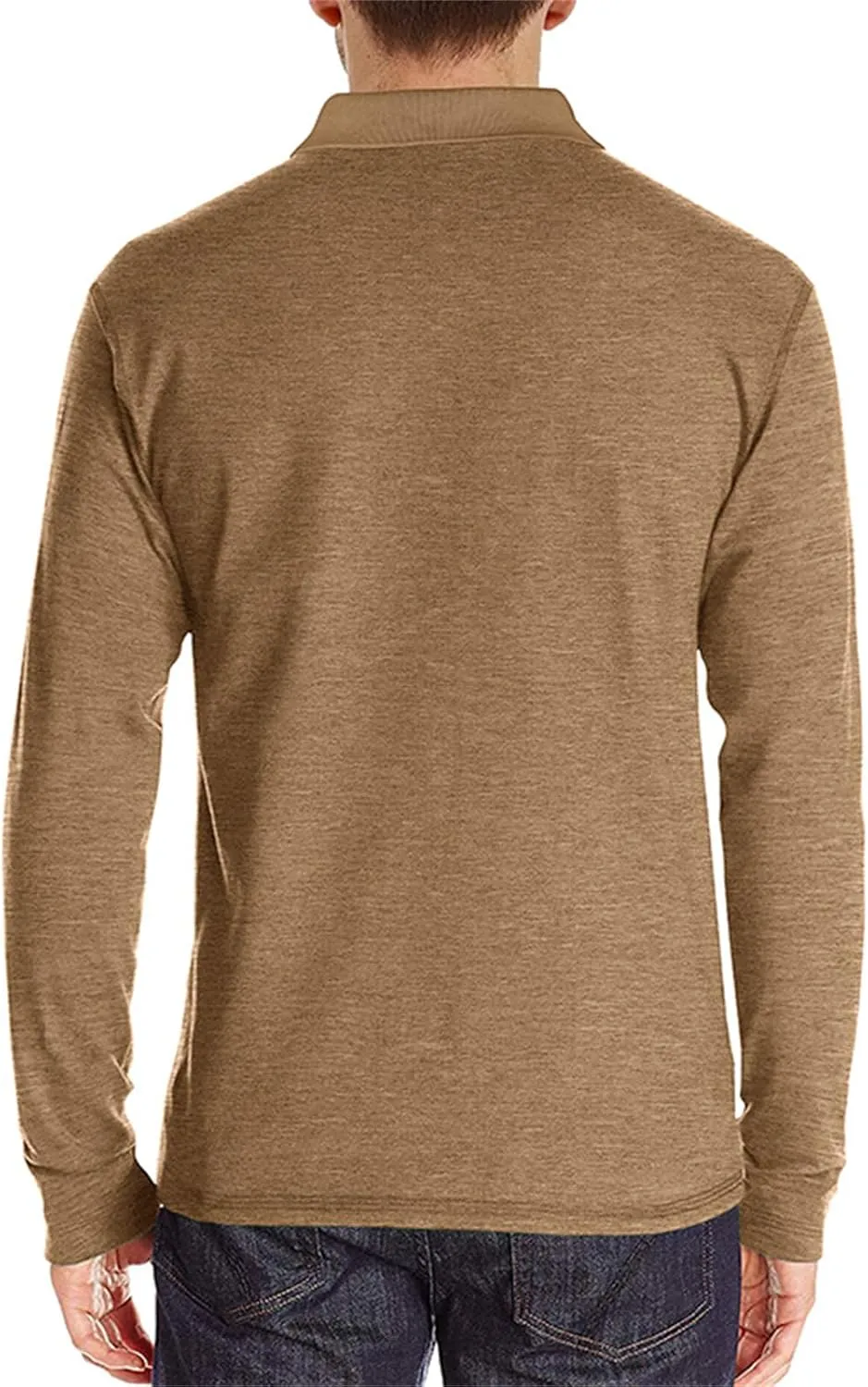 PICKLION Mens Long Sleeve Polo Shirts Casual Moisture Wicking Golf Polo Shirts with Pocket