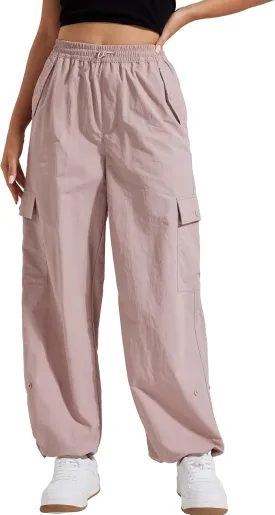 Pioneer Camp Womens Parachute Cargo Pants with Pockets Baggy High Waisted Quick Dry Hiking Pants Lightweight Wide Leg