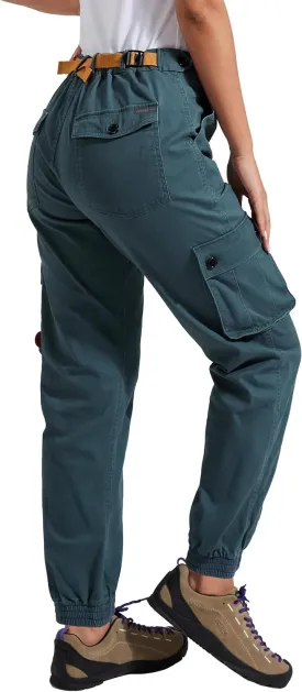 Pioneer Camp Women's Stretchy Cargo Pants with Pockets High-Rise Casual Hiking Cotton Joggers Adjustable Waistband with Belt