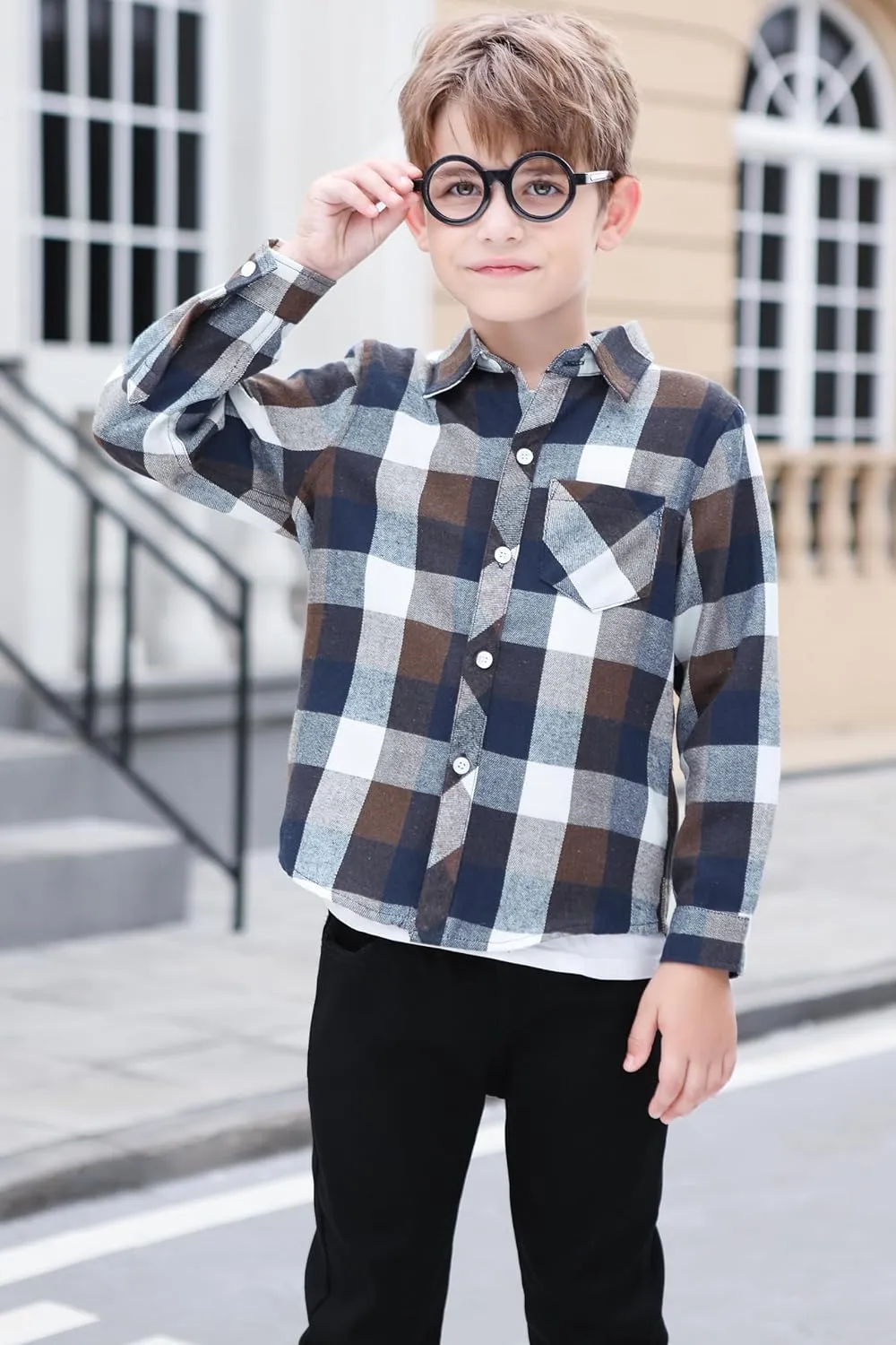 SANGTREE Mens & Boys Plaid Shirt Long Sleeve Button Down Flannel Shirts, US 3 Months - Adult 9XL