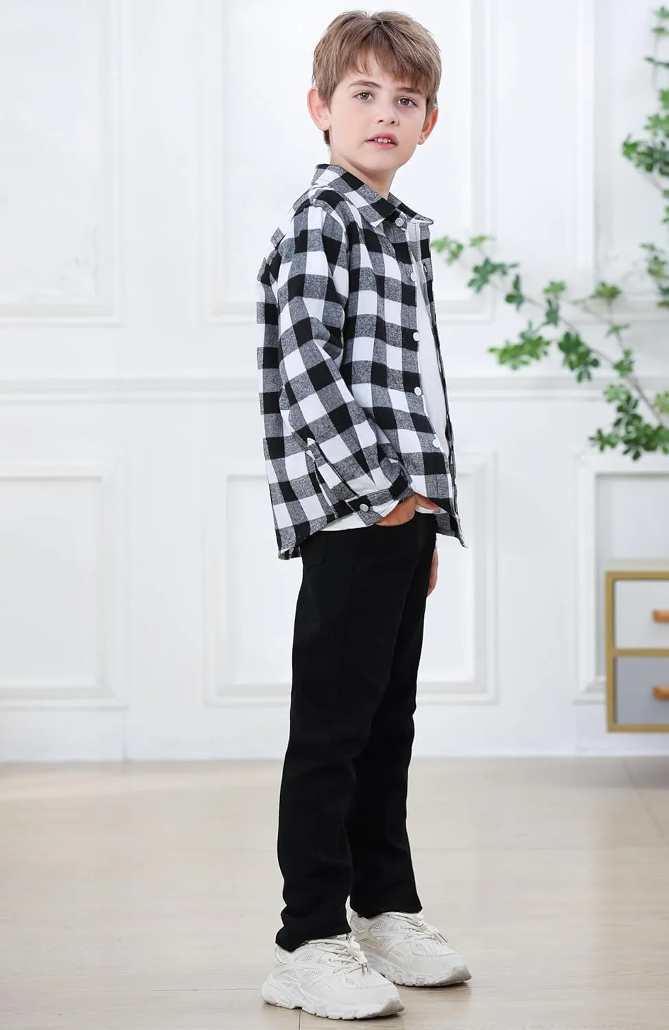 SANGTREE Mens & Boys Plaid Shirt Long Sleeve Button Down Flannel Shirts, US 3 Months - Adult 9XL