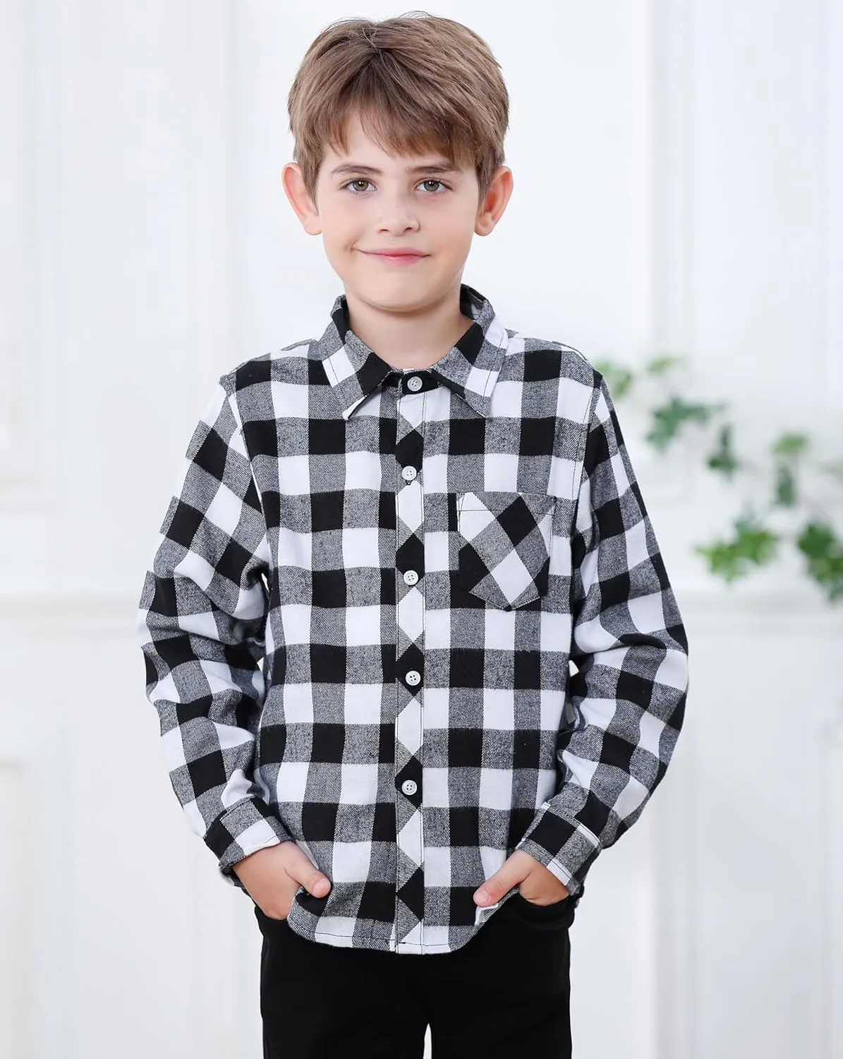 SANGTREE Mens & Boys Plaid Shirt Long Sleeve Button Down Flannel Shirts, US 3 Months - Adult 9XL