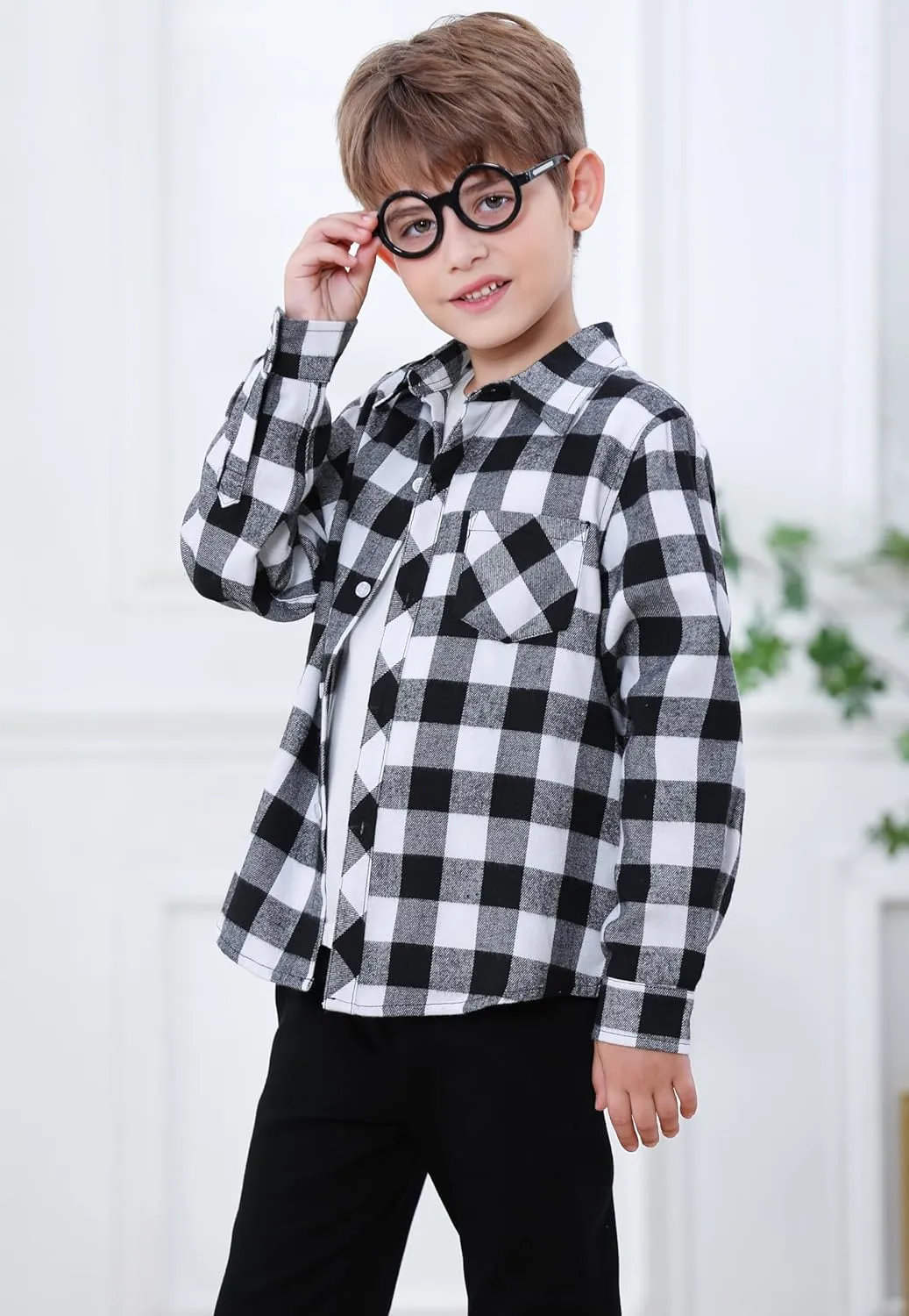 SANGTREE Mens & Boys Plaid Shirt Long Sleeve Button Down Flannel Shirts, US 3 Months - Adult 9XL