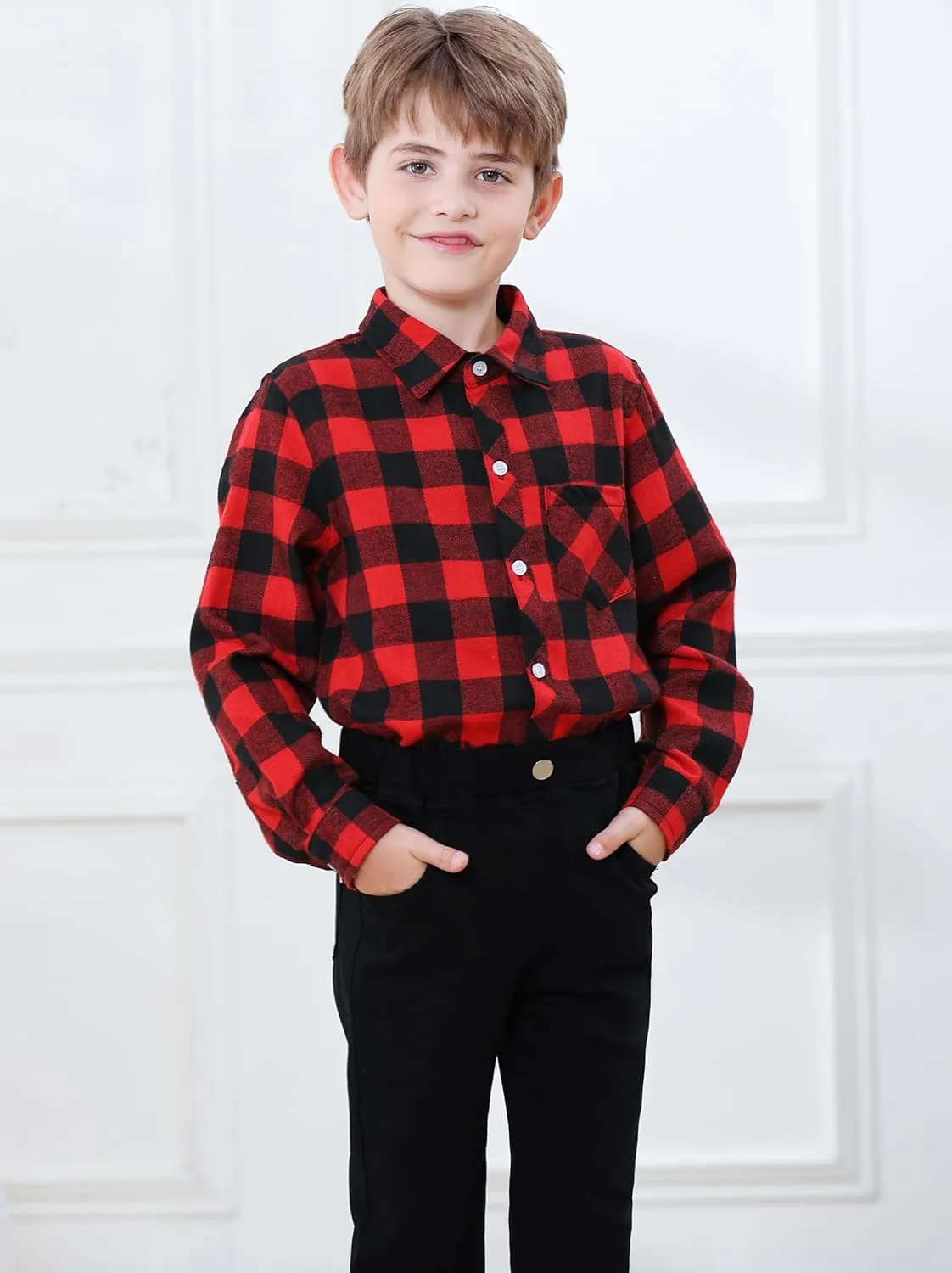 SANGTREE Mens & Boys Plaid Shirt Long Sleeve Button Down Flannel Shirts, US 3 Months - Adult 9XL