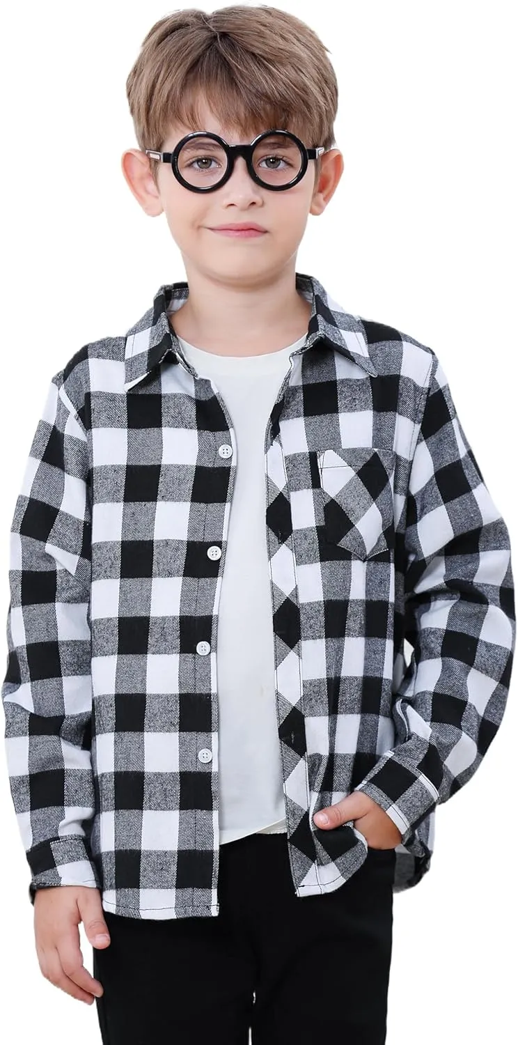 SANGTREE Mens & Boys Plaid Shirt Long Sleeve Button Down Flannel Shirts, US 3 Months - Adult 9XL