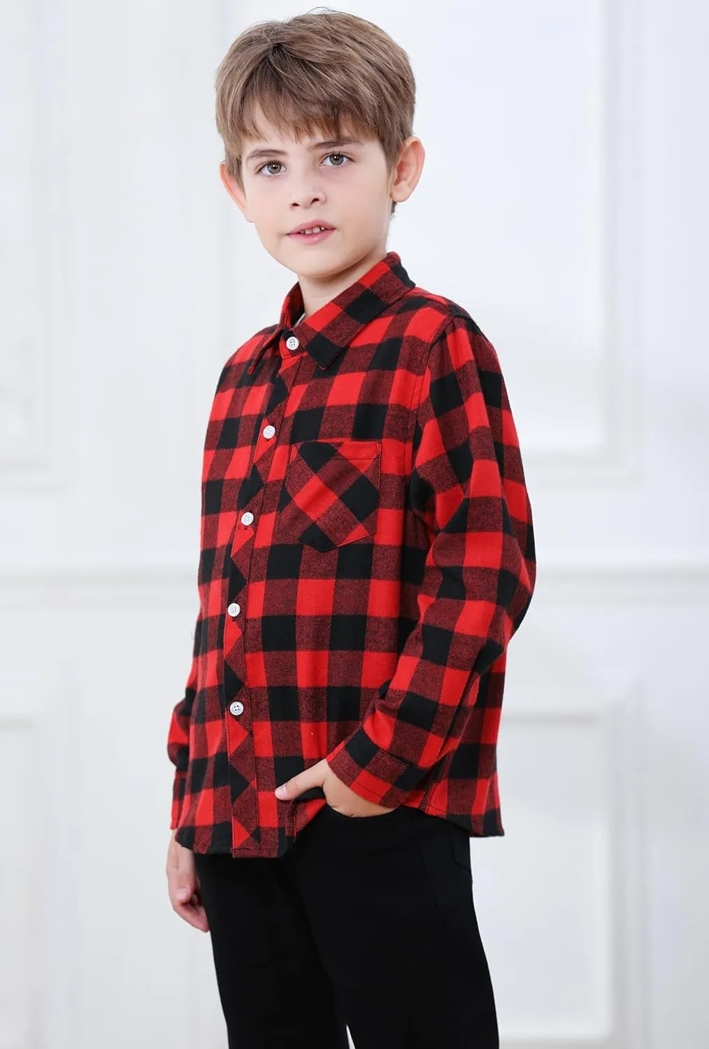 SANGTREE Mens & Boys Plaid Shirt Long Sleeve Button Down Flannel Shirts, US 3 Months - Adult 9XL