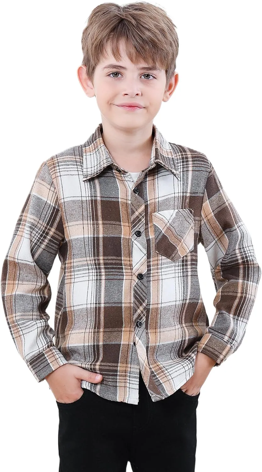 SANGTREE Mens & Boys Plaid Shirt Long Sleeve Button Down Flannel Shirts, US 3 Months - Adult 9XL
