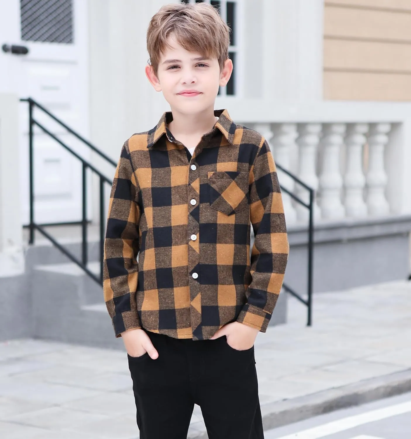 SANGTREE Mens & Boys Plaid Shirt Long Sleeve Button Down Flannel Shirts, US 3 Months - Adult 9XL