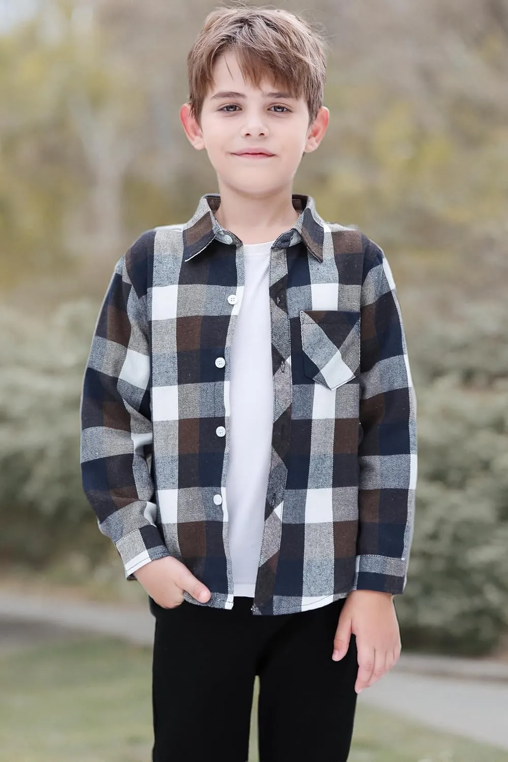 SANGTREE Mens & Boys Plaid Shirt Long Sleeve Button Down Flannel Shirts, US 3 Months - Adult 9XL