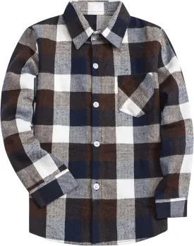 SANGTREE Mens & Boys Plaid Shirt Long Sleeve Button Down Flannel Shirts, US 3 Months - Adult 9XL