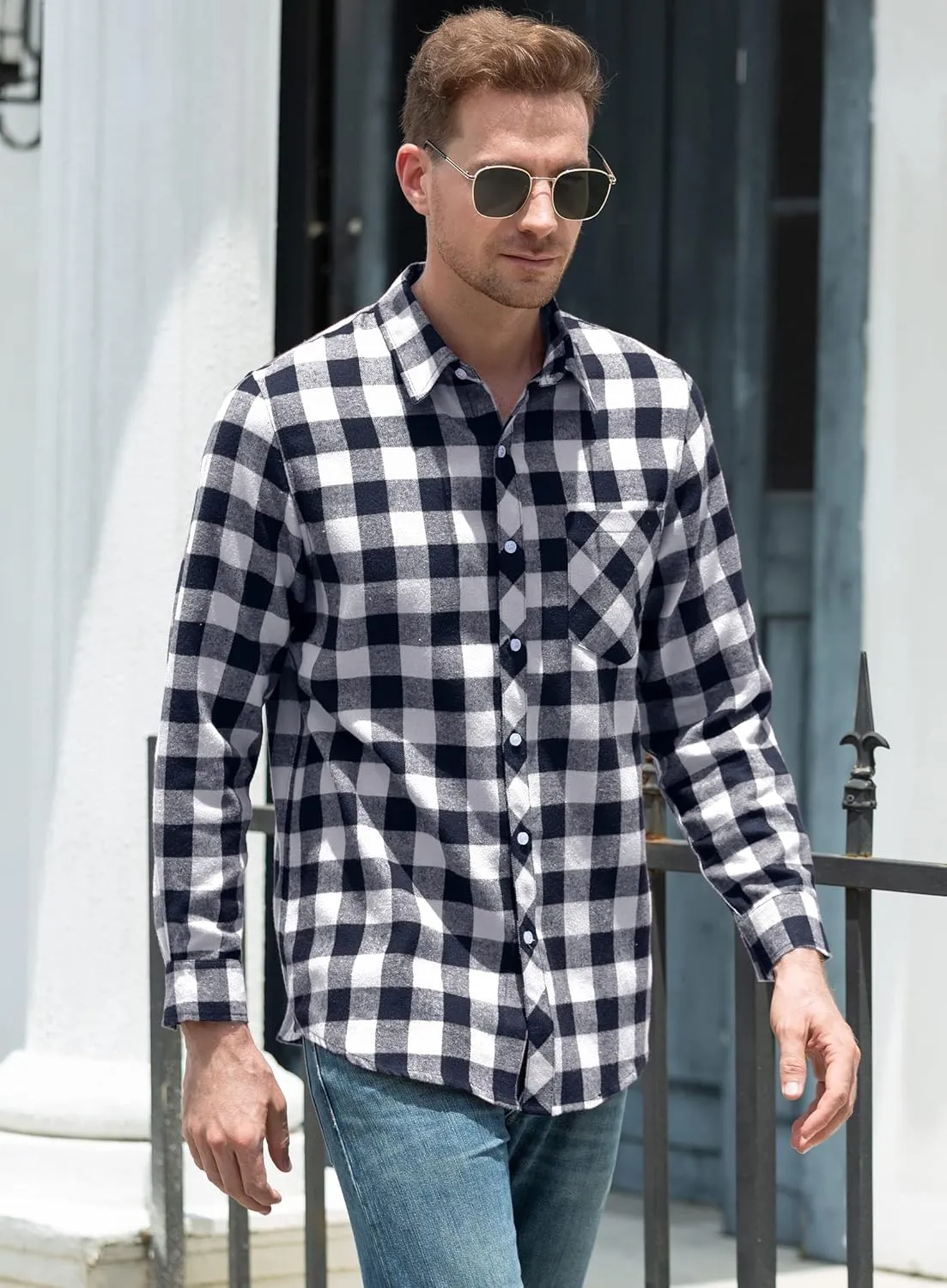 SANGTREE Mens & Boys Plaid Shirt Long Sleeve Button Down Flannel Shirts, US 3 Months - Adult 9XL