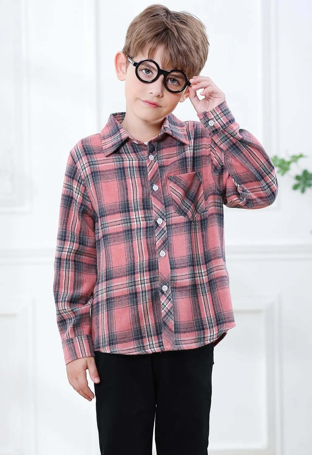 SANGTREE Mens & Boys Plaid Shirt Long Sleeve Button Down Flannel Shirts, US 3 Months - Adult 9XL