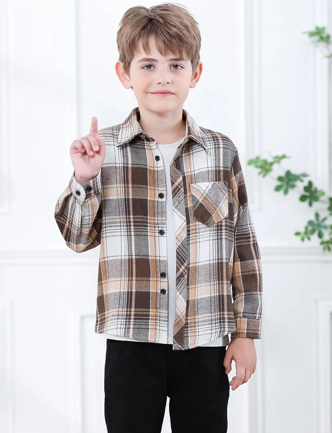 SANGTREE Mens & Boys Plaid Shirt Long Sleeve Button Down Flannel Shirts, US 3 Months - Adult 9XL