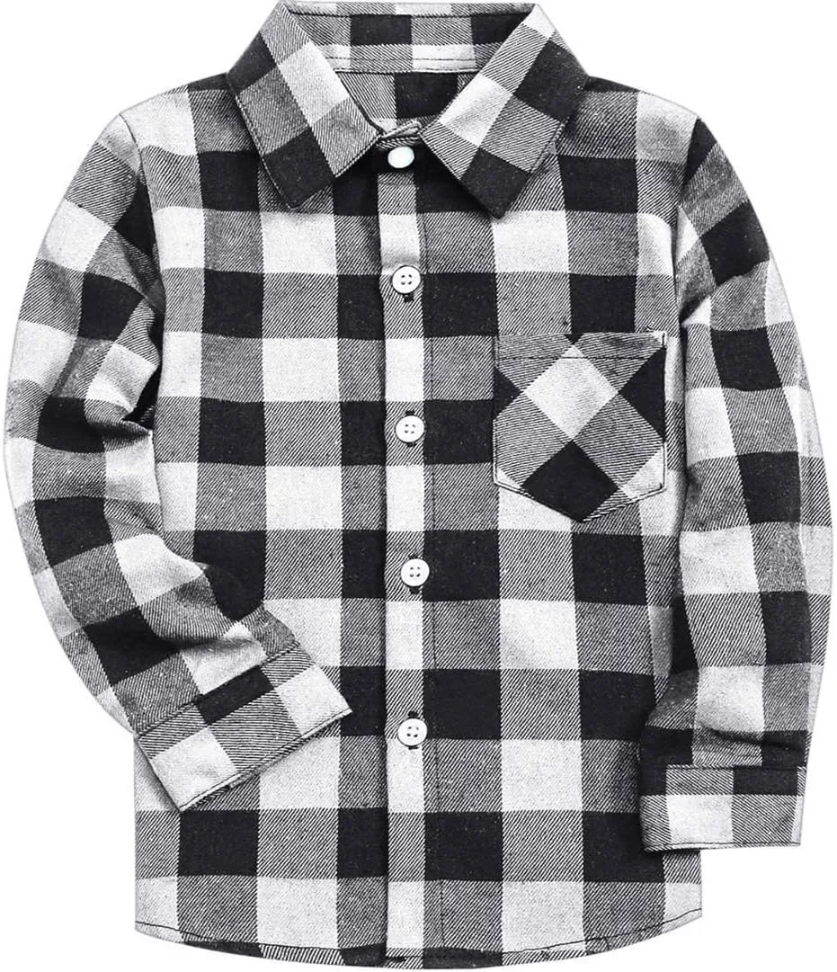 SANGTREE Mens & Boys Plaid Shirt Long Sleeve Button Down Flannel Shirts, US 3 Months - Adult 9XL