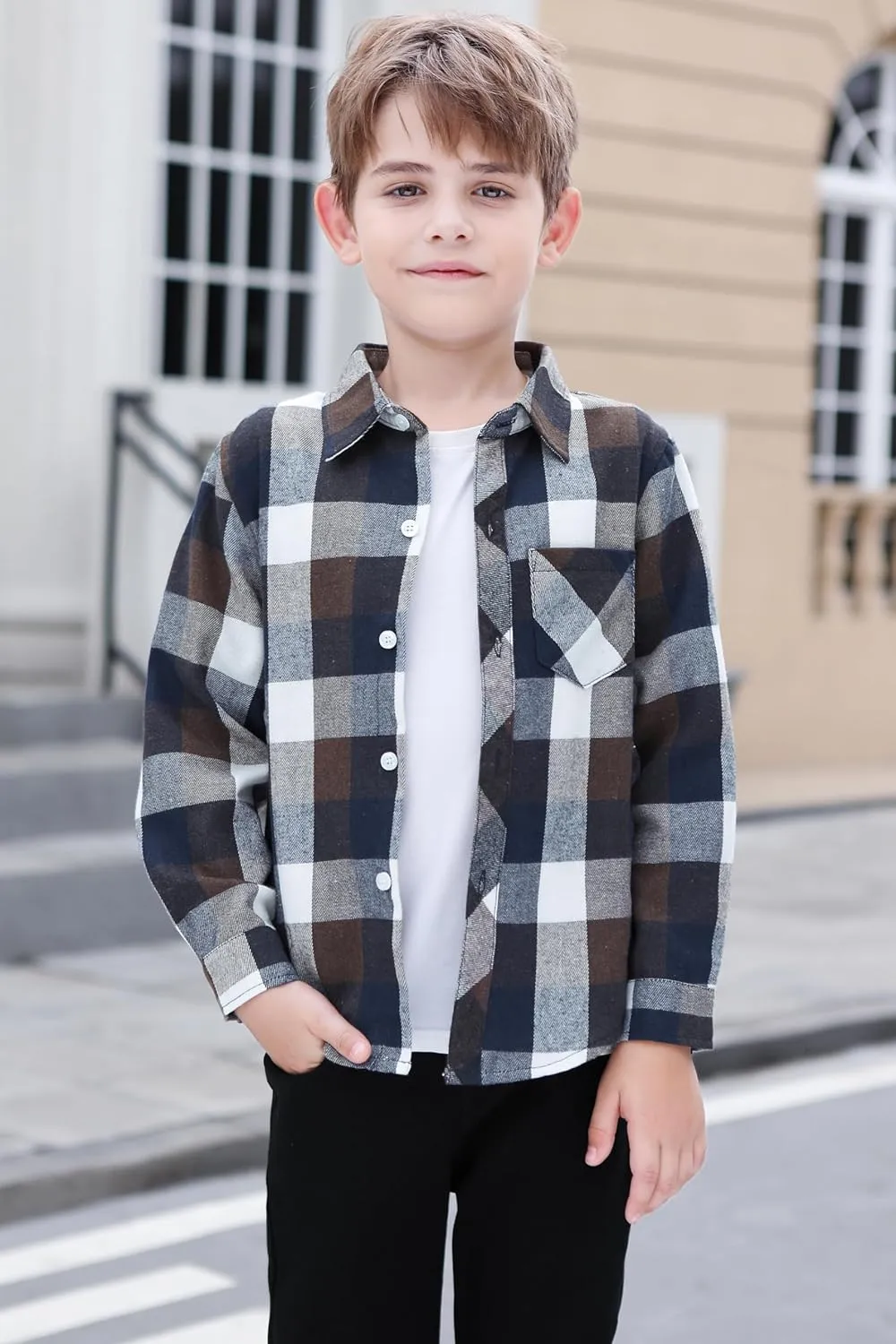 SANGTREE Mens & Boys Plaid Shirt Long Sleeve Button Down Flannel Shirts, US 3 Months - Adult 9XL
